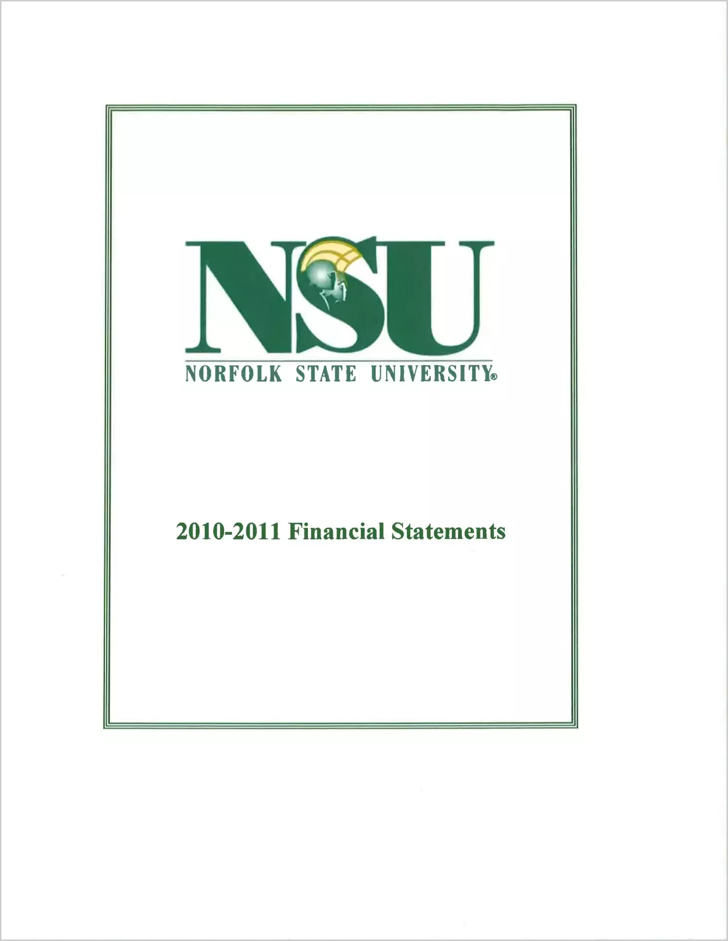 Norfolk State University Financial Statement Report for the year ended June 30, 2011