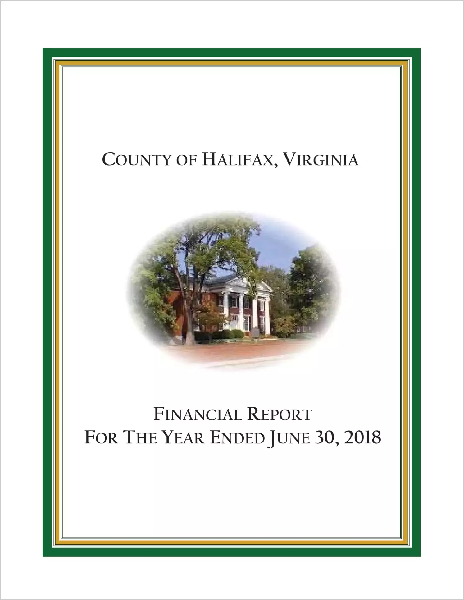 2018 Annual Financial Report for County of Halifax