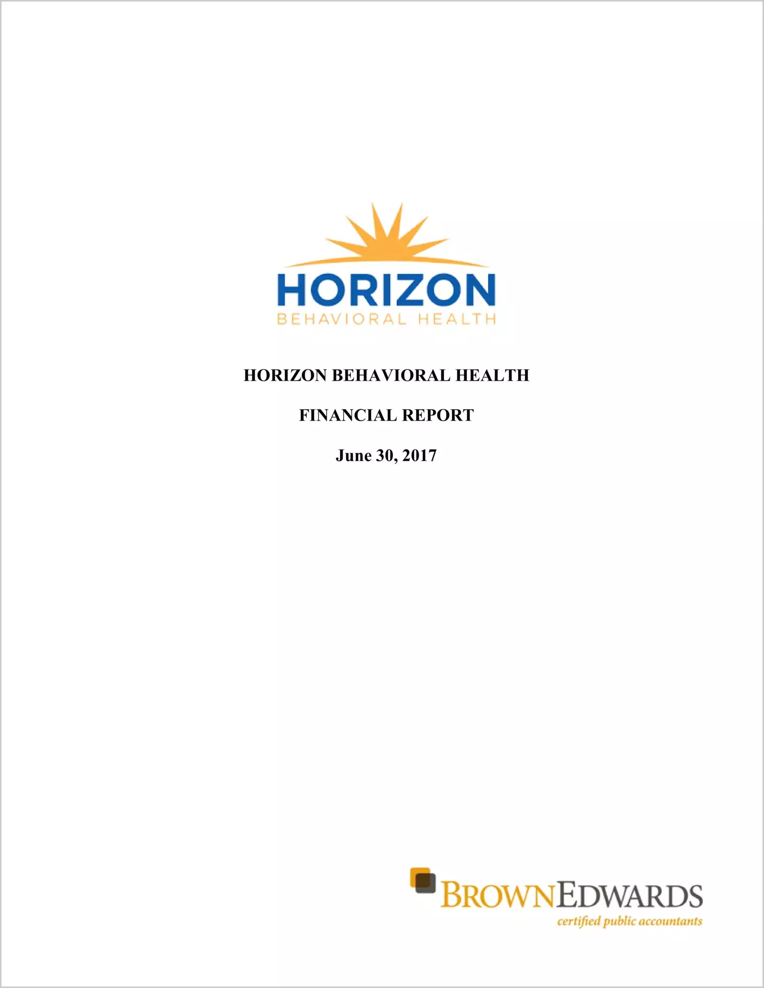 2017 ABC/Other Annual Financial Report  for Horizon Behavioral Health