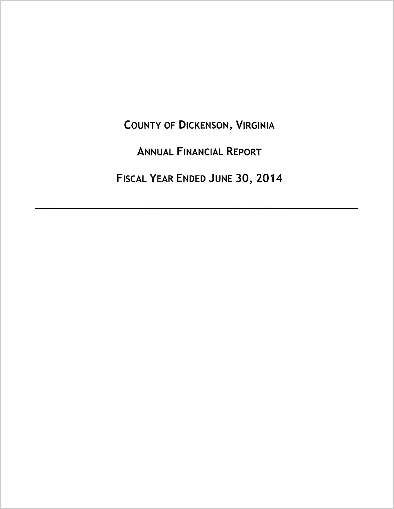 2014 Annual Financial Report for County of Dickenson