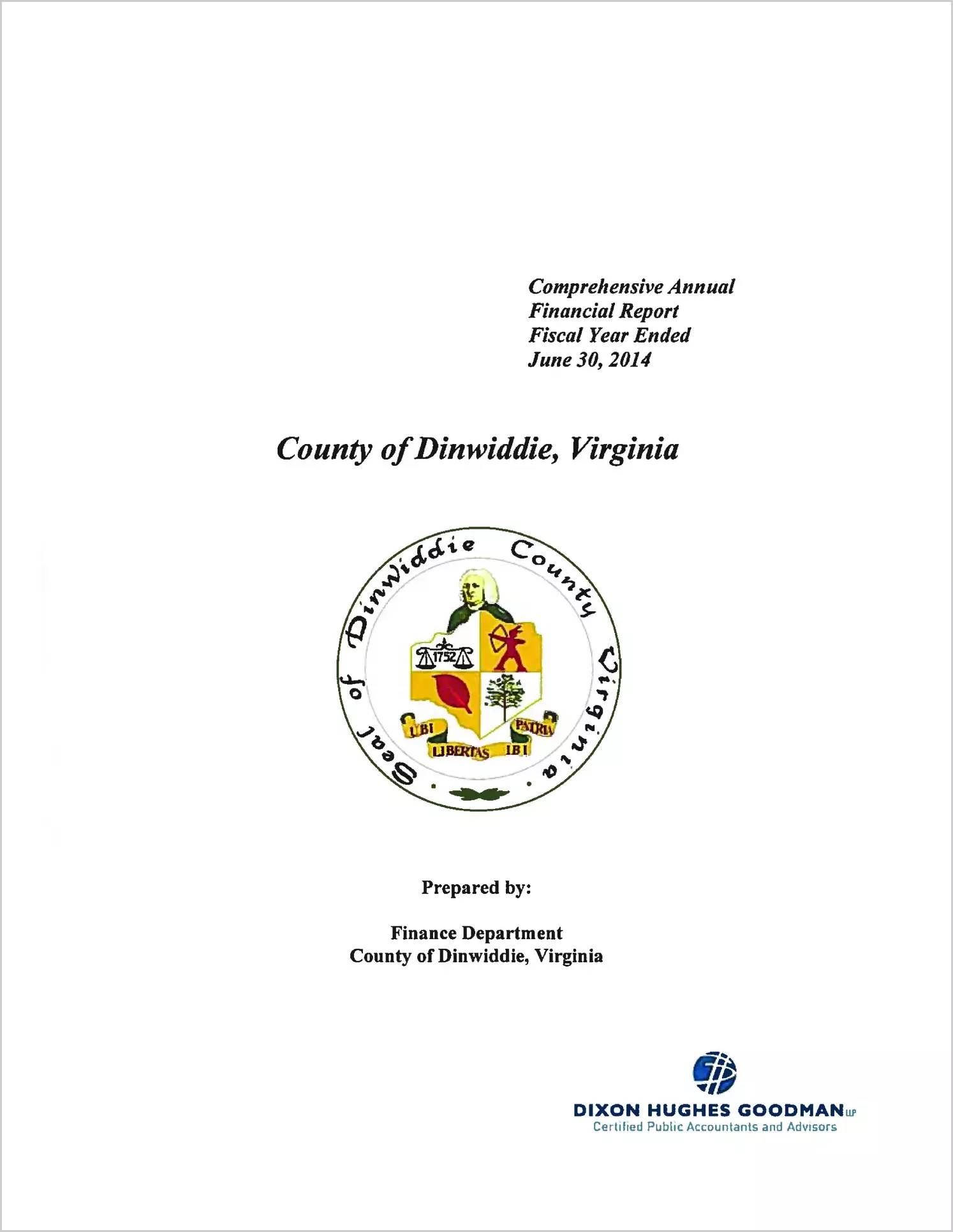 2014 Annual Financial Report for County of Dinwiddie