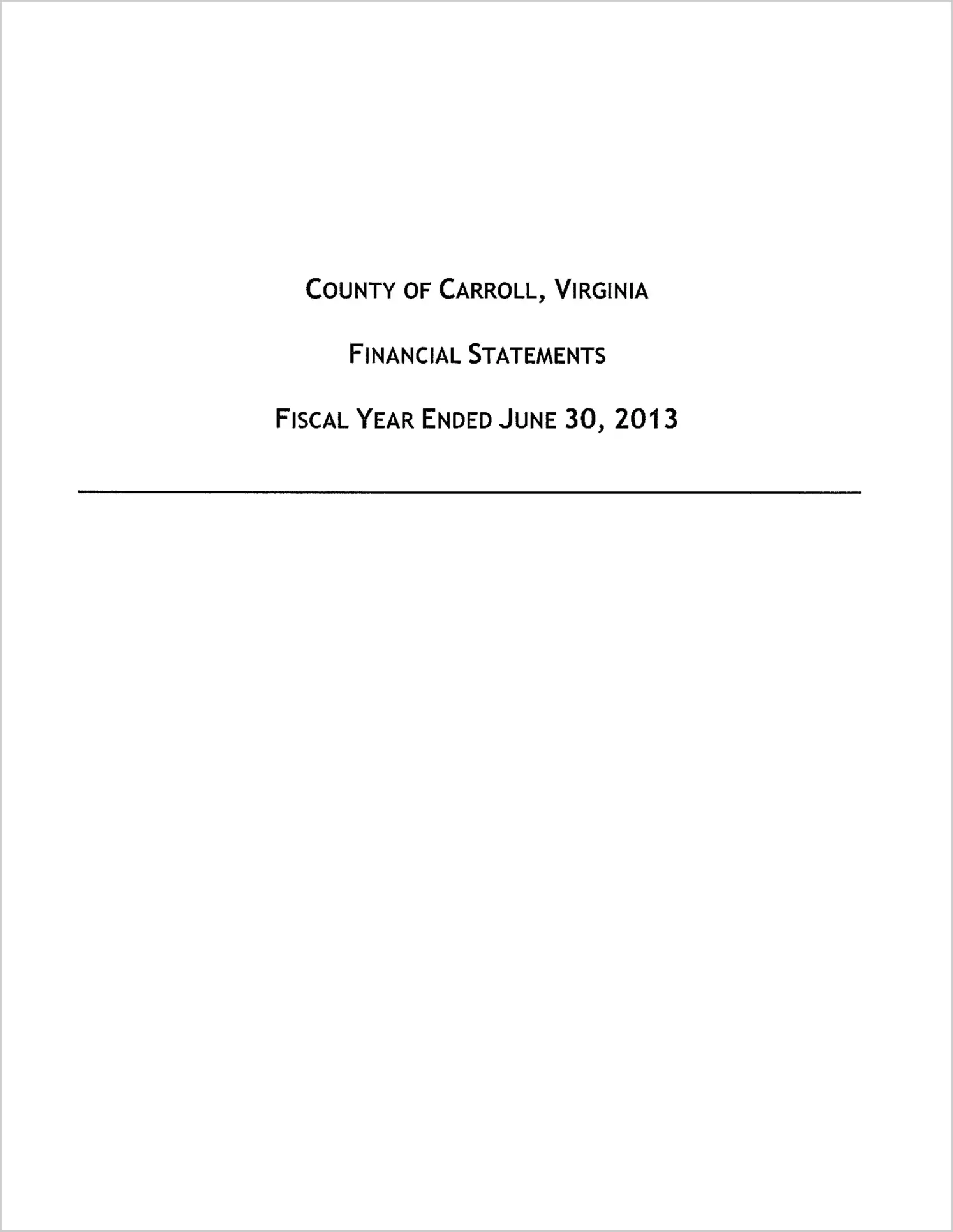 2013 Annual Financial Report for County of Carroll
