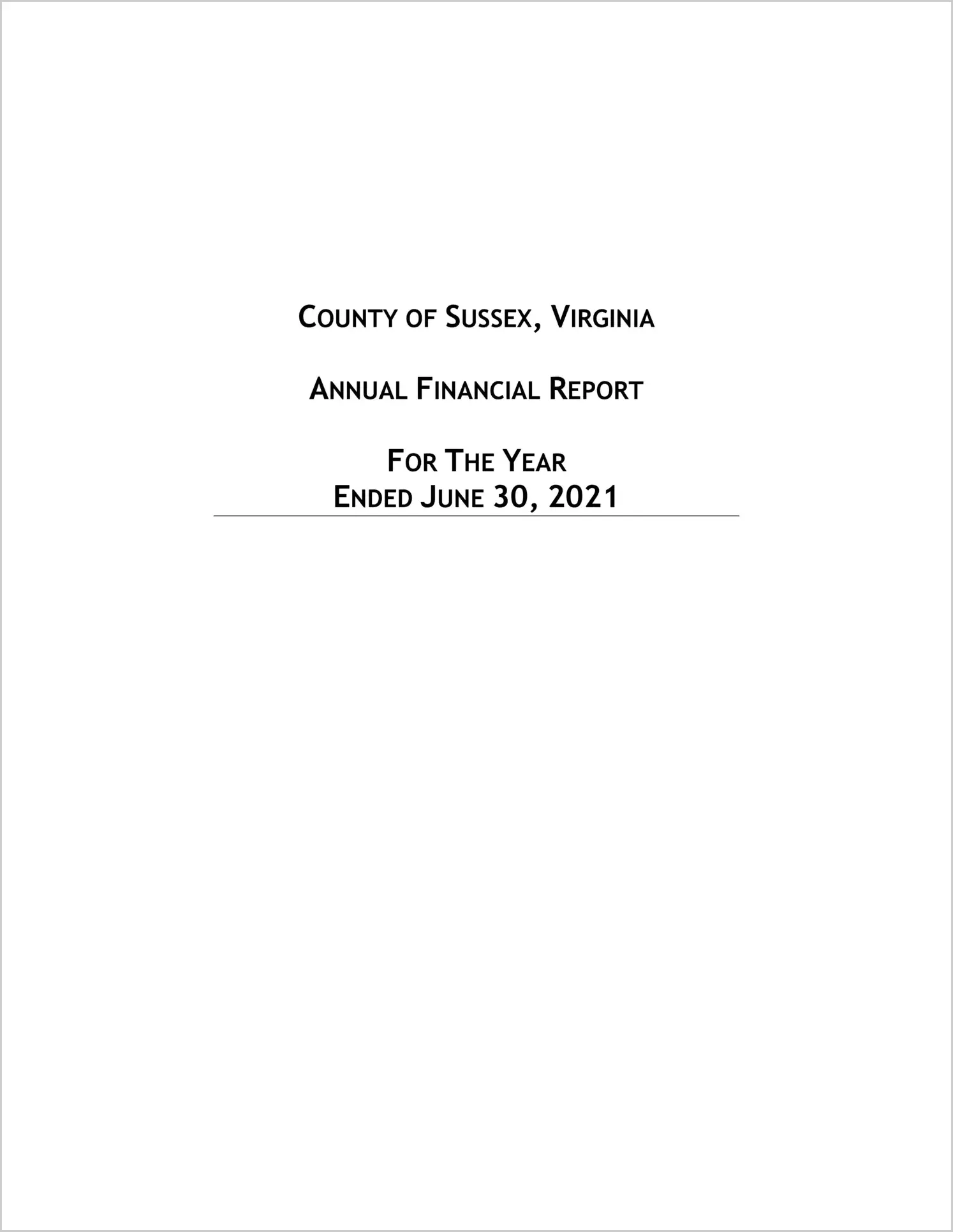 2021 Annual Financial Report for County of Sussex