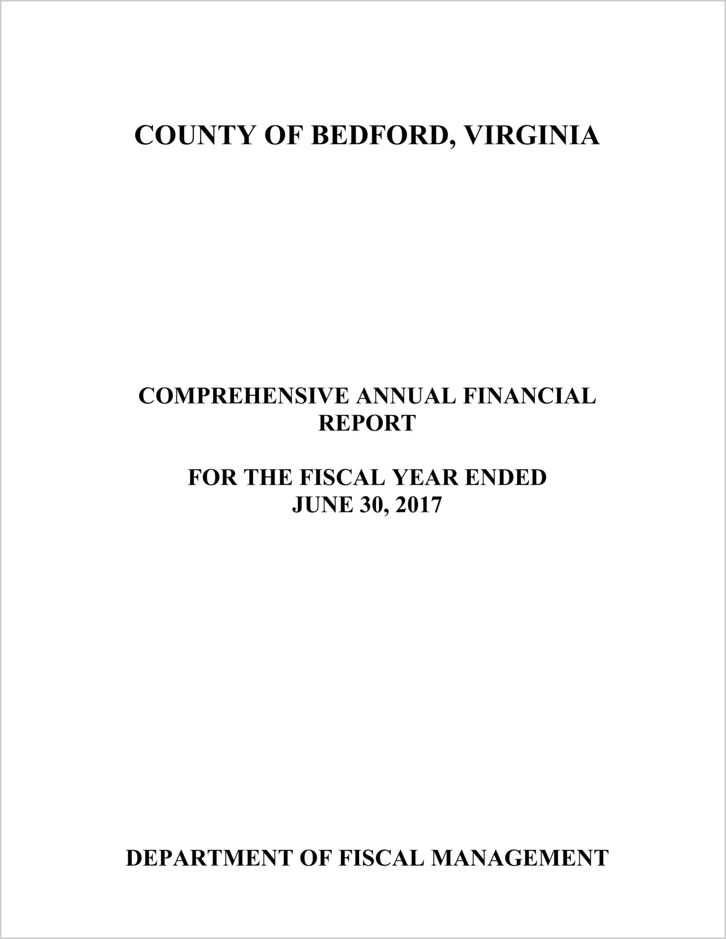 2017 Annual Financial Report for County of Bedford