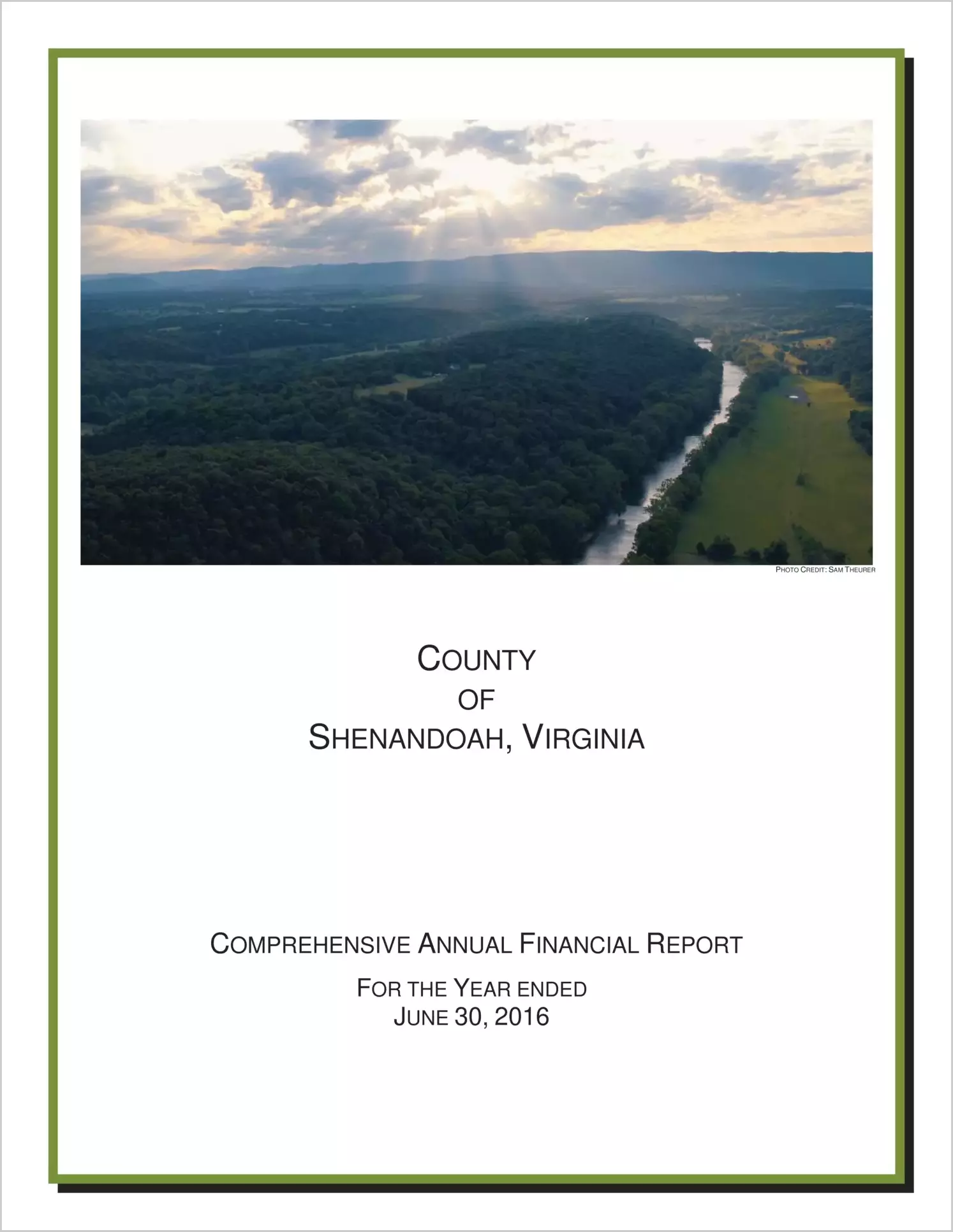 2016 Annual Financial Report for County of Shenandoah