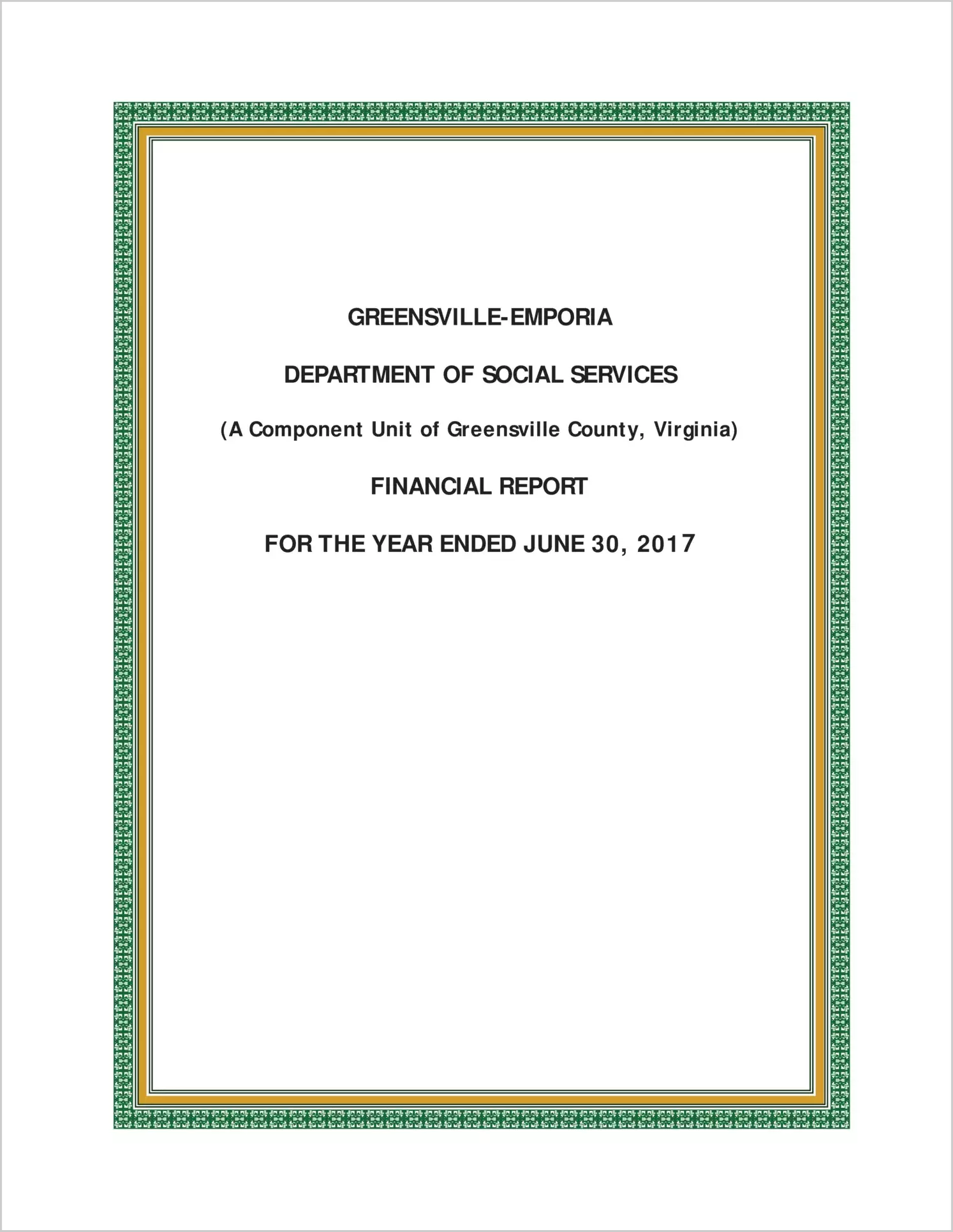 2017 ABC/Other Annual Financial Report  for Greensville-Emporia Department of Social Services