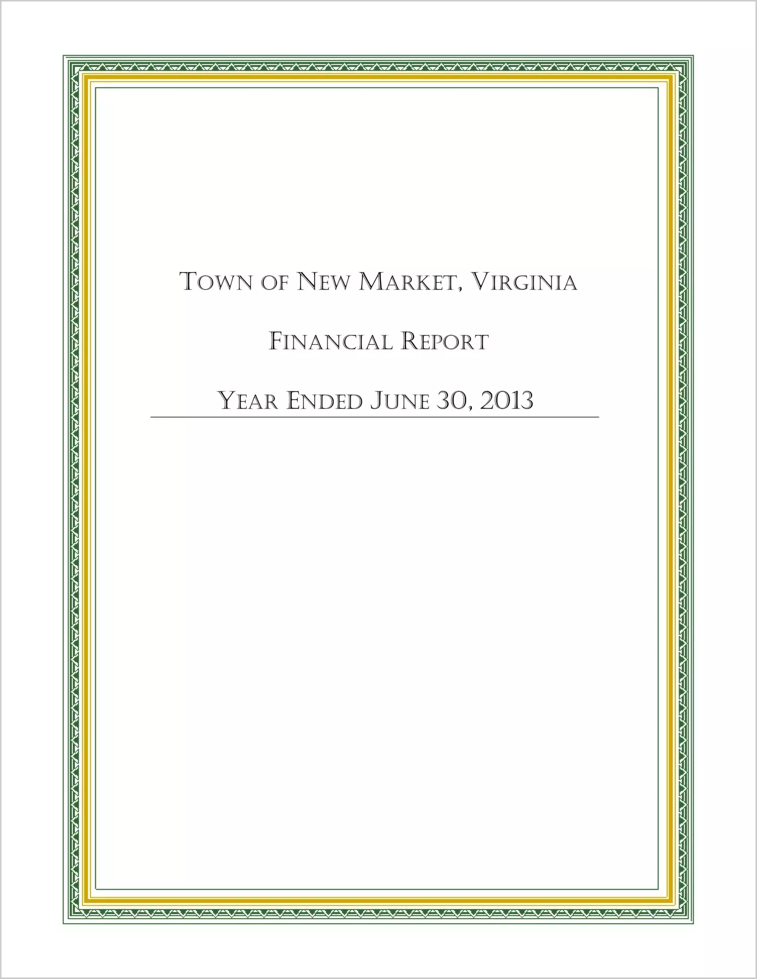 2013 Annual Financial Report for Town of New Market