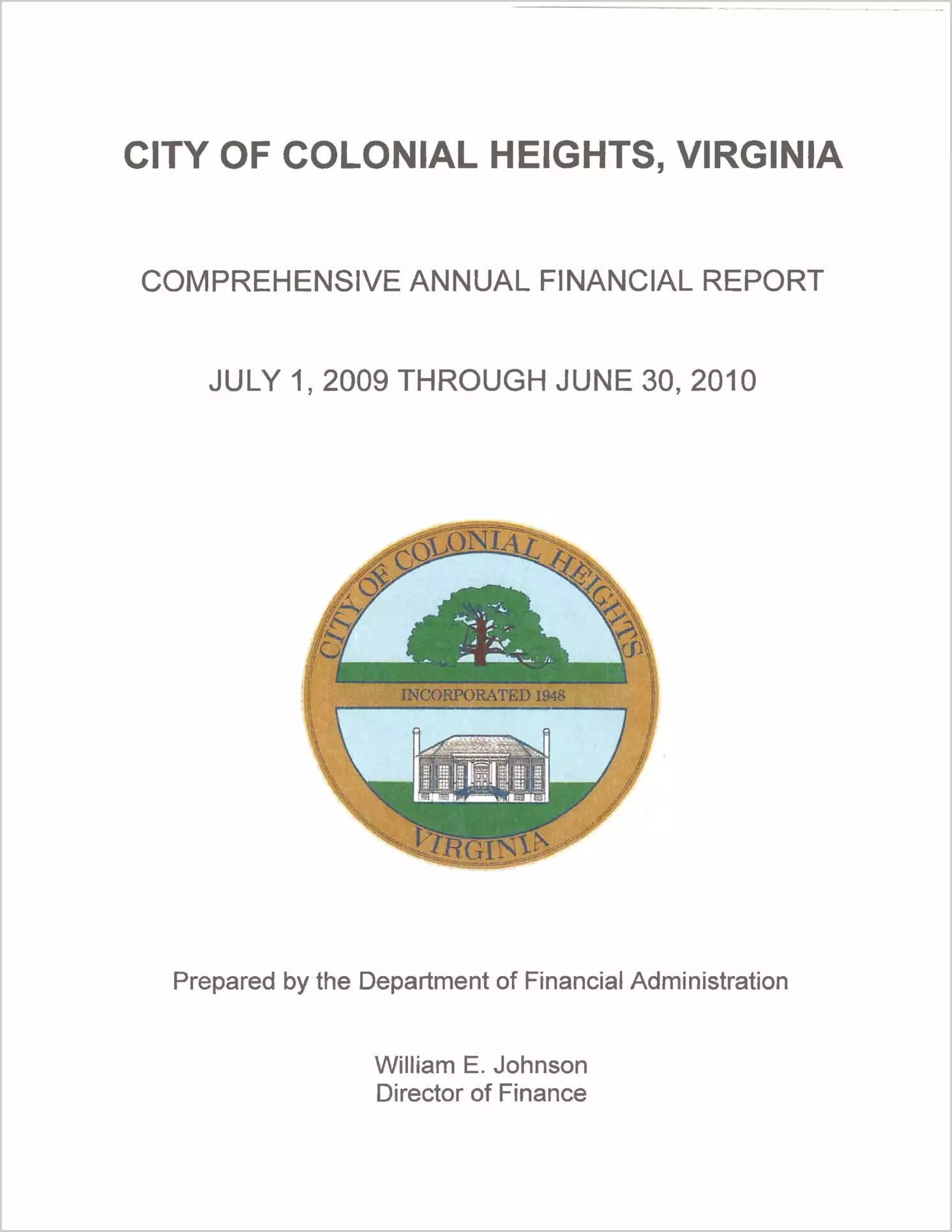 2010 Annual Financial Report for City of Colonial Heights