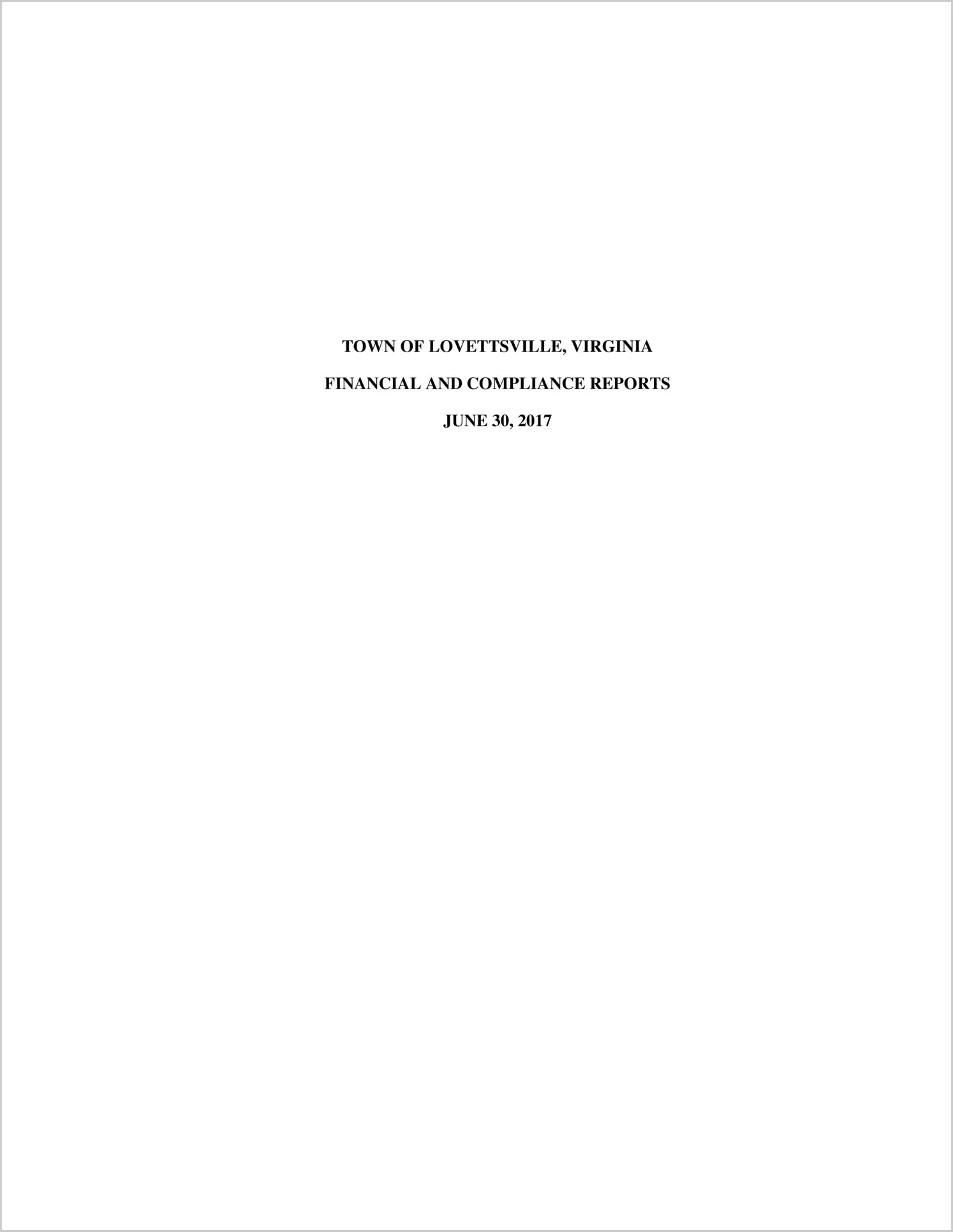 2017 Annual Financial Report for Town of Lovettsville