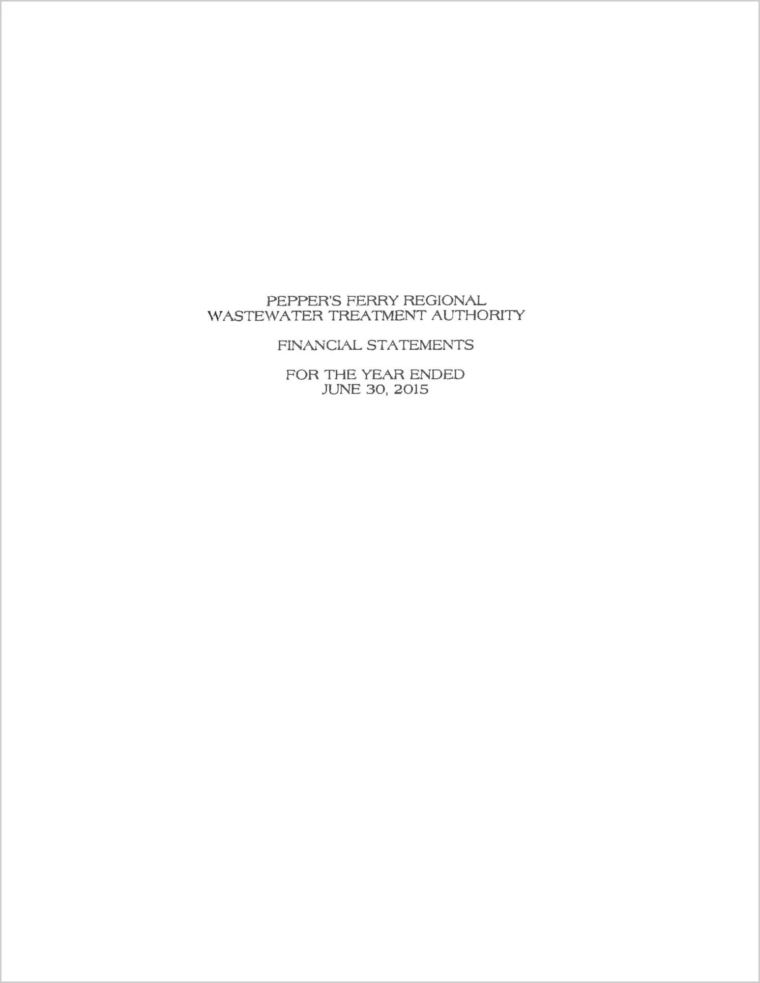 2015 ABC/Other Annual Financial Report  for Pepper's Ferry Regional Wastewater Treatment Authority