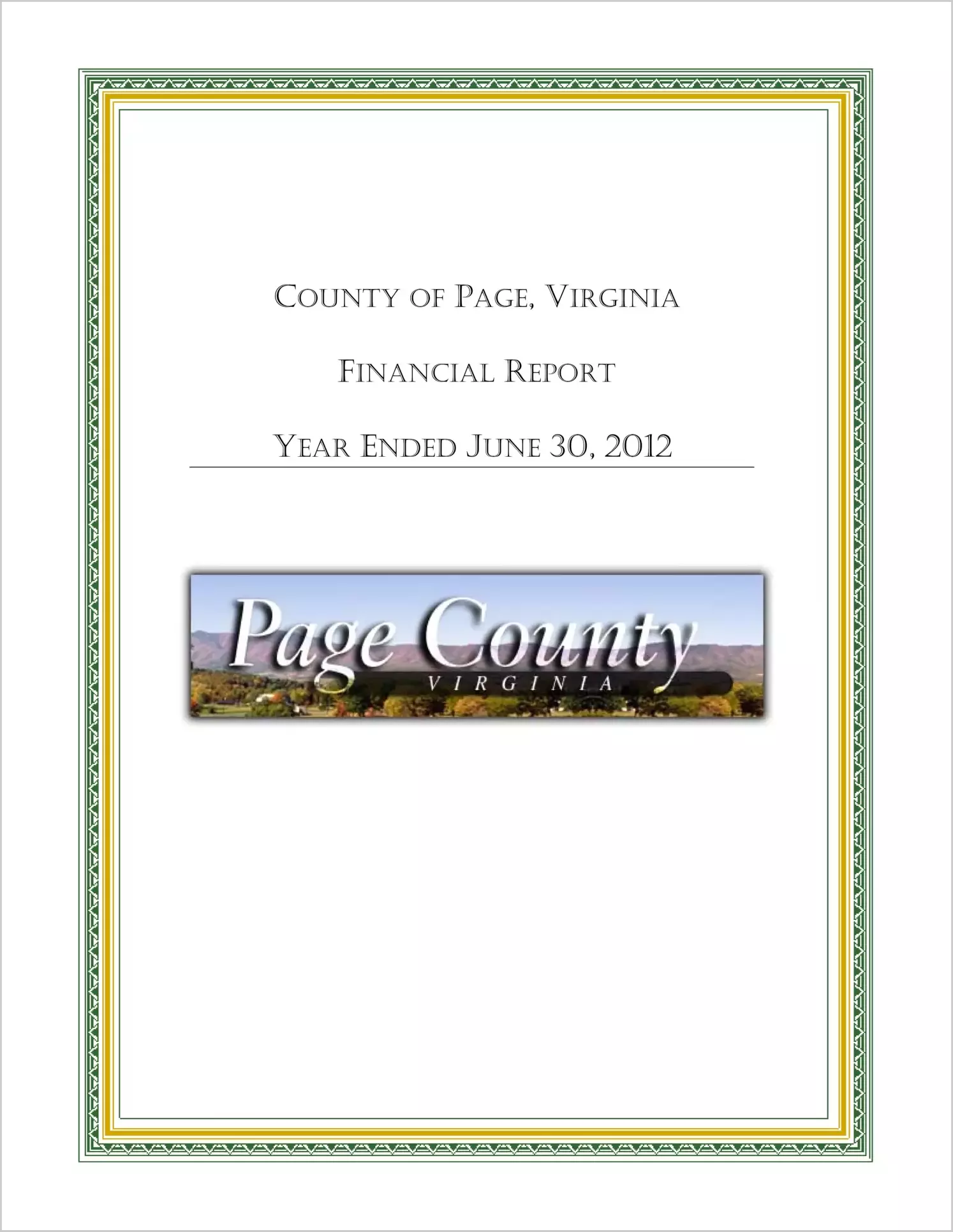 2012 Annual Financial Report for County of Page