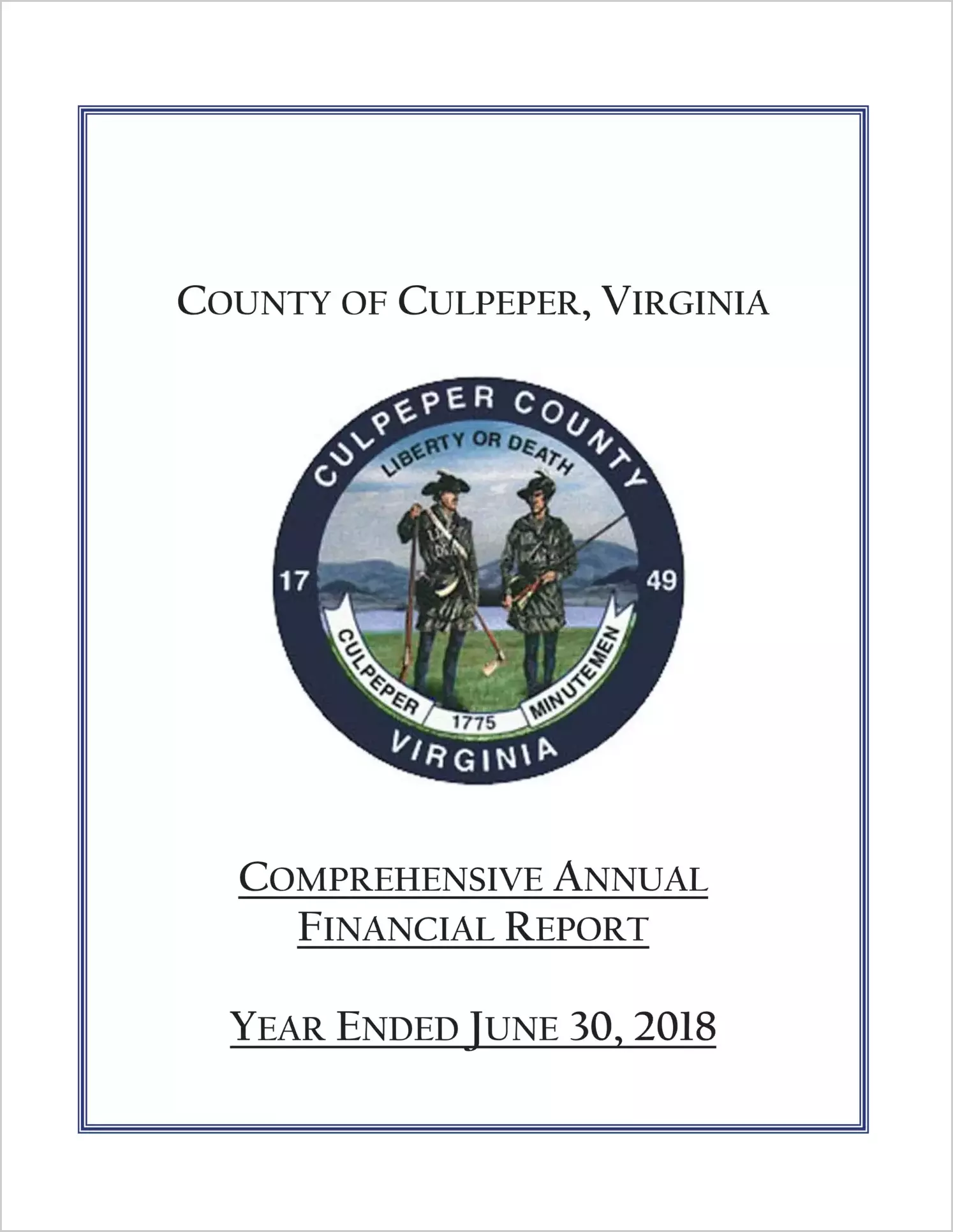 2018 Annual Financial Report for County of Culpeper