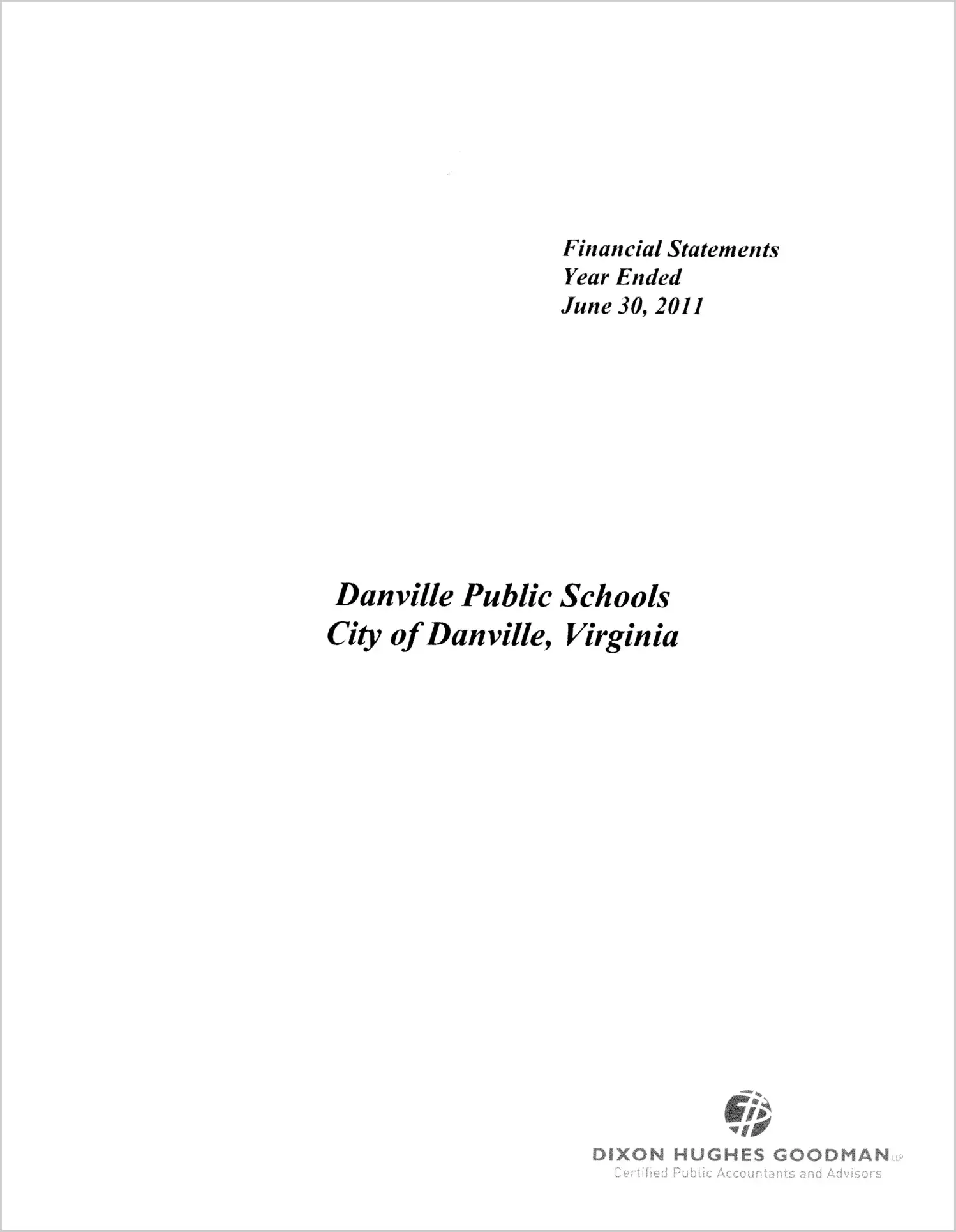 2011 Public Schools Annual Financial Report for City of Danville