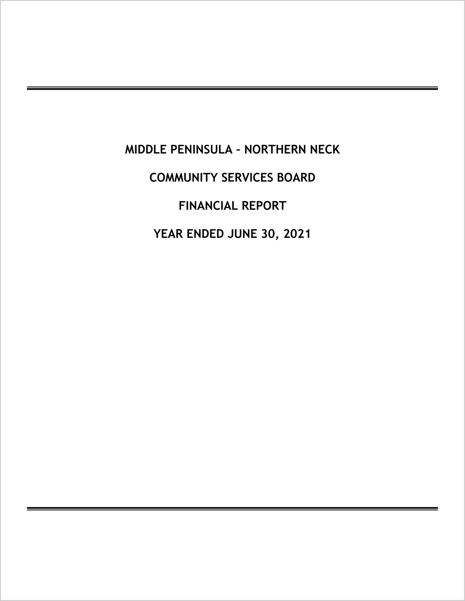 2021 ABC/Other Annual Financial Report  for Middle Peninsula Northern Neck Community Services Board