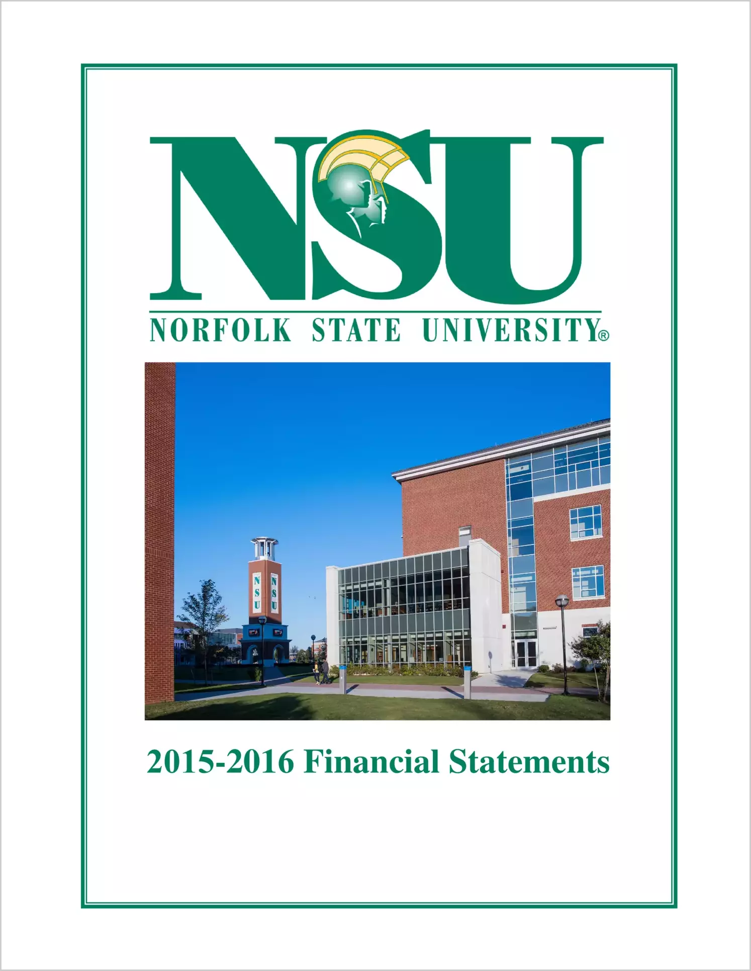 Norfolk State University Financal Statements for the year ended June 30, 2016