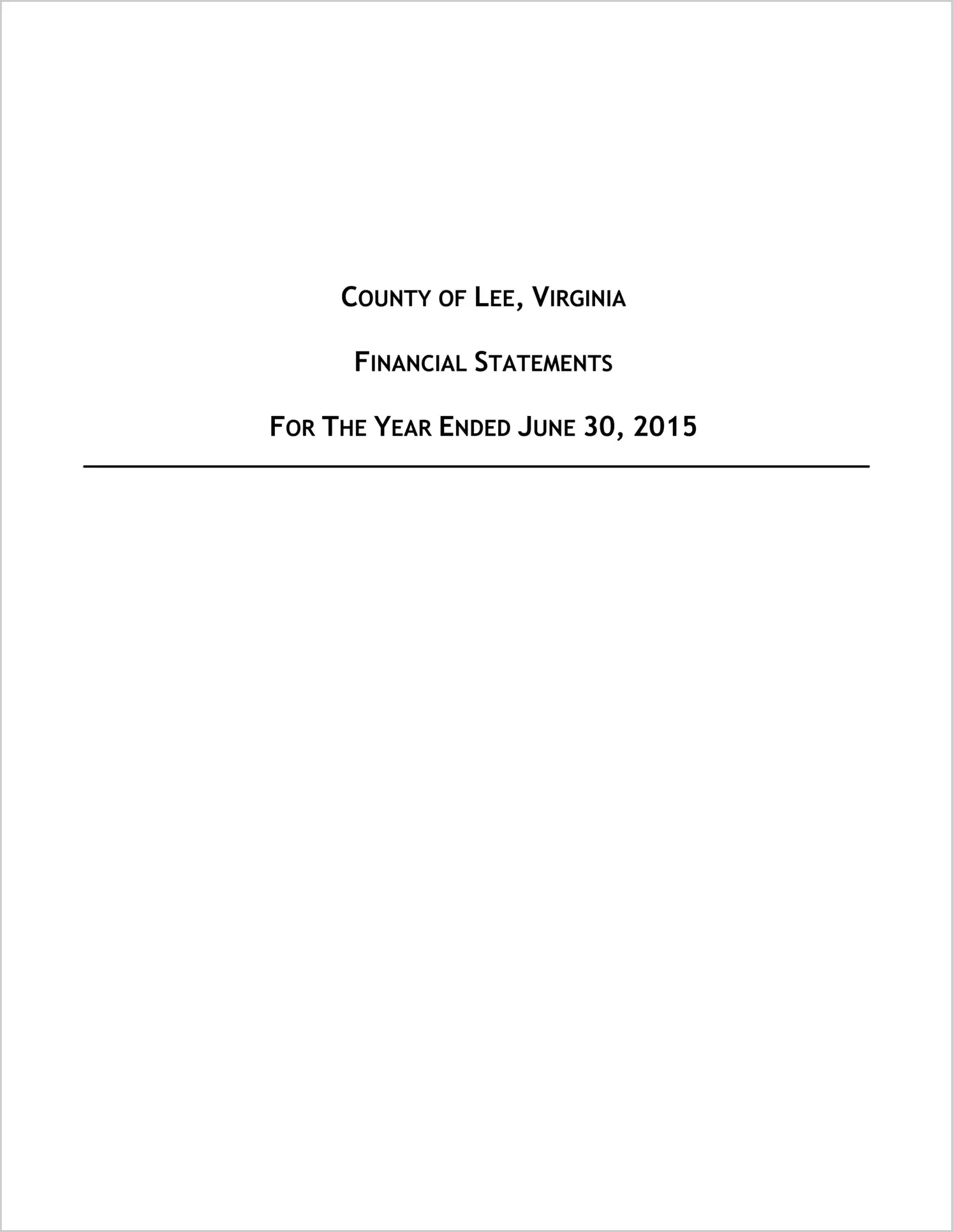 2015 Annual Financial Report for County of Lee