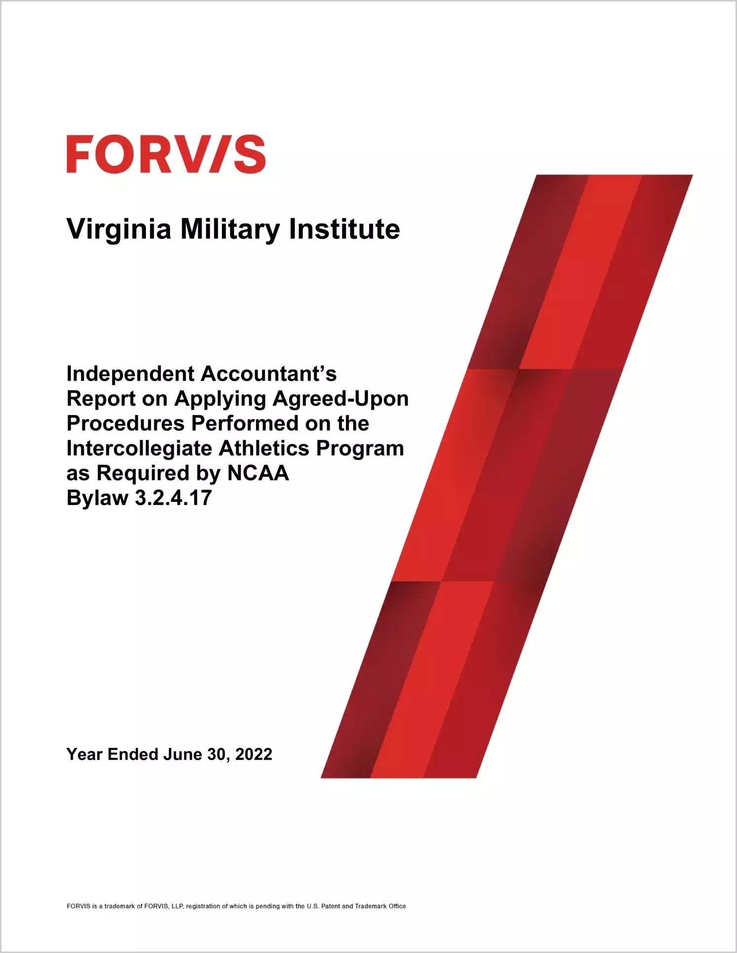 Virginia Military Institute Intercollegiate Athletics Programs for the year ended June 30, 2022