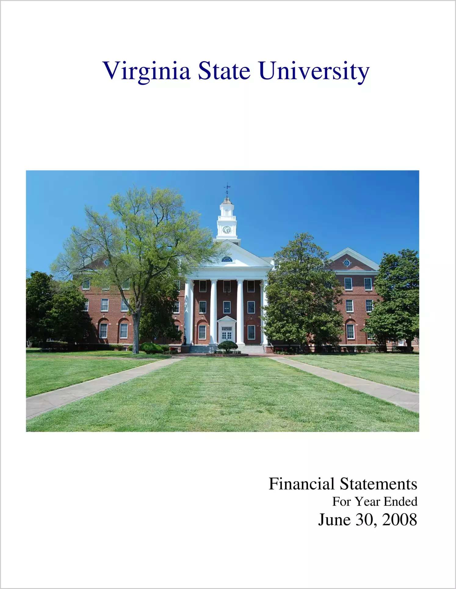 Virginia State University Financial Report 2008