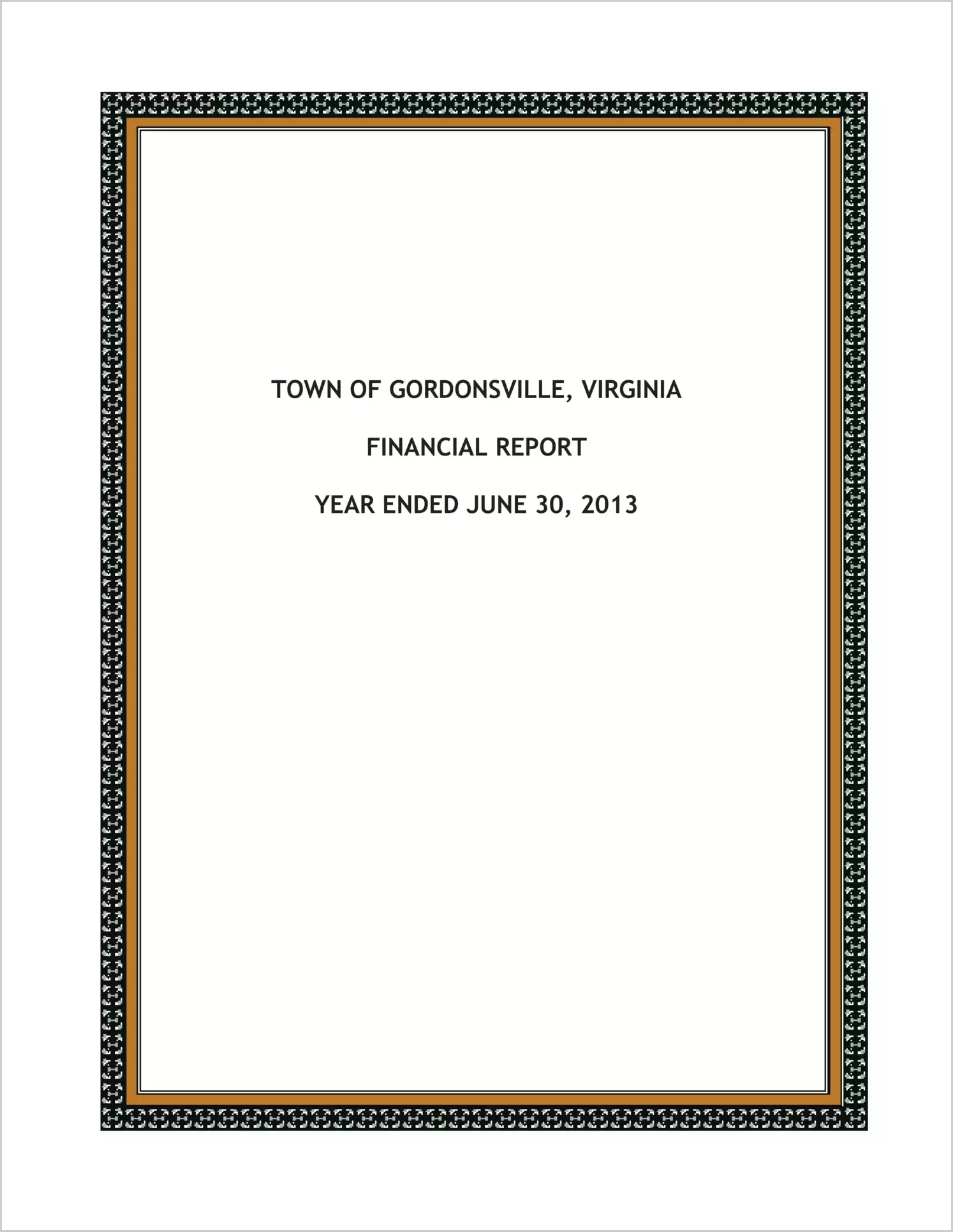 2013 Annual Financial Report for Town of Gordonsville