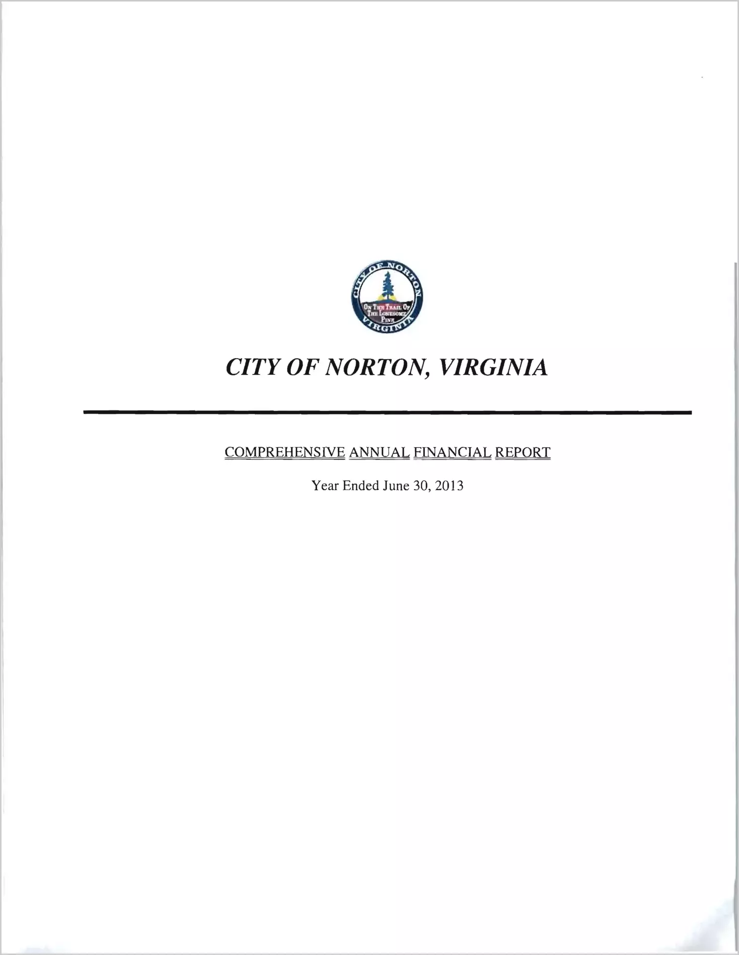 2013 Annual Financial Report for City of Norton