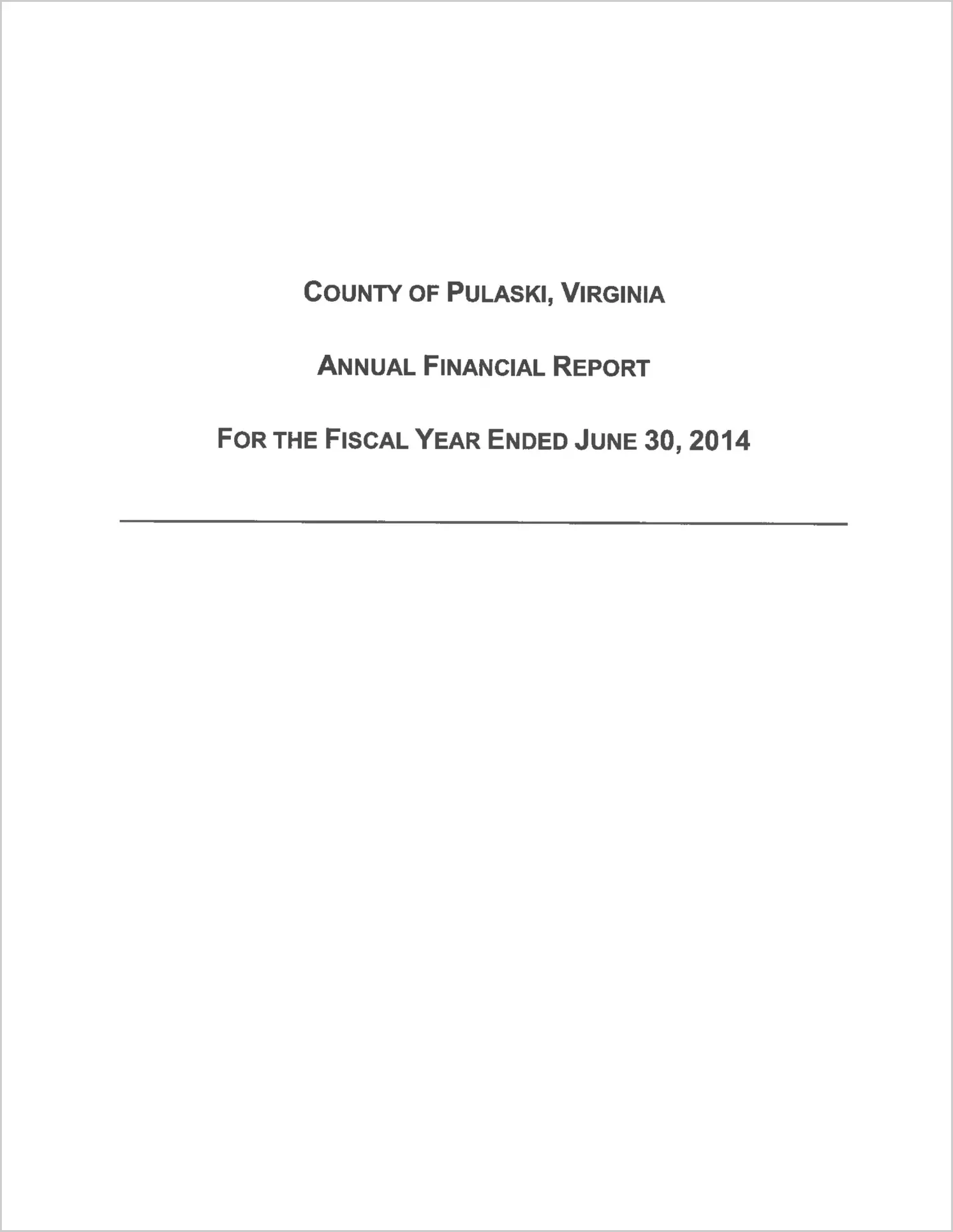 2014 Annual Financial Report for County of Pulaski
