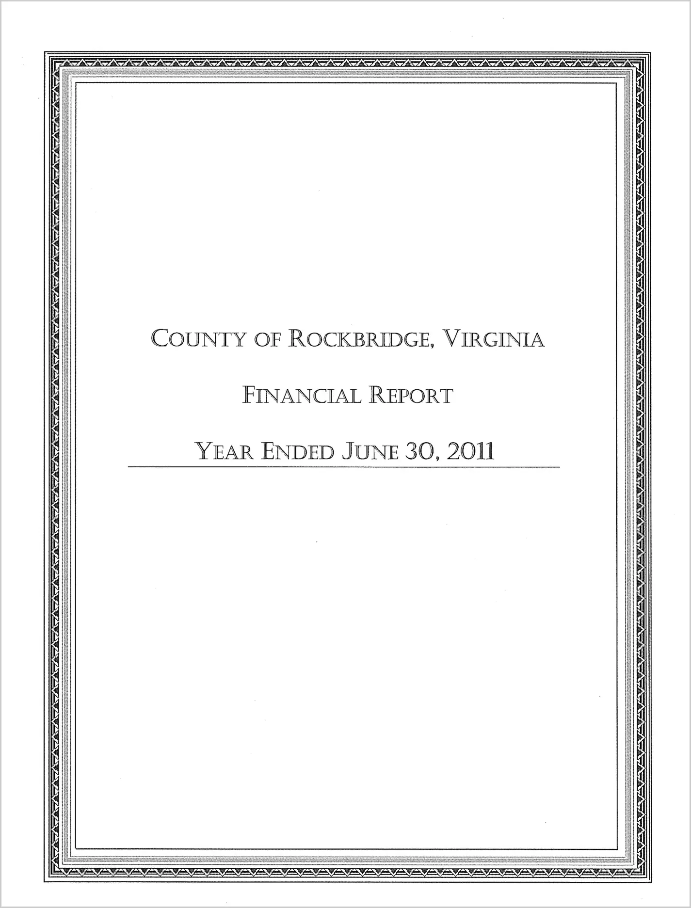 2011 Annual Financial Report for County of Rockbridge