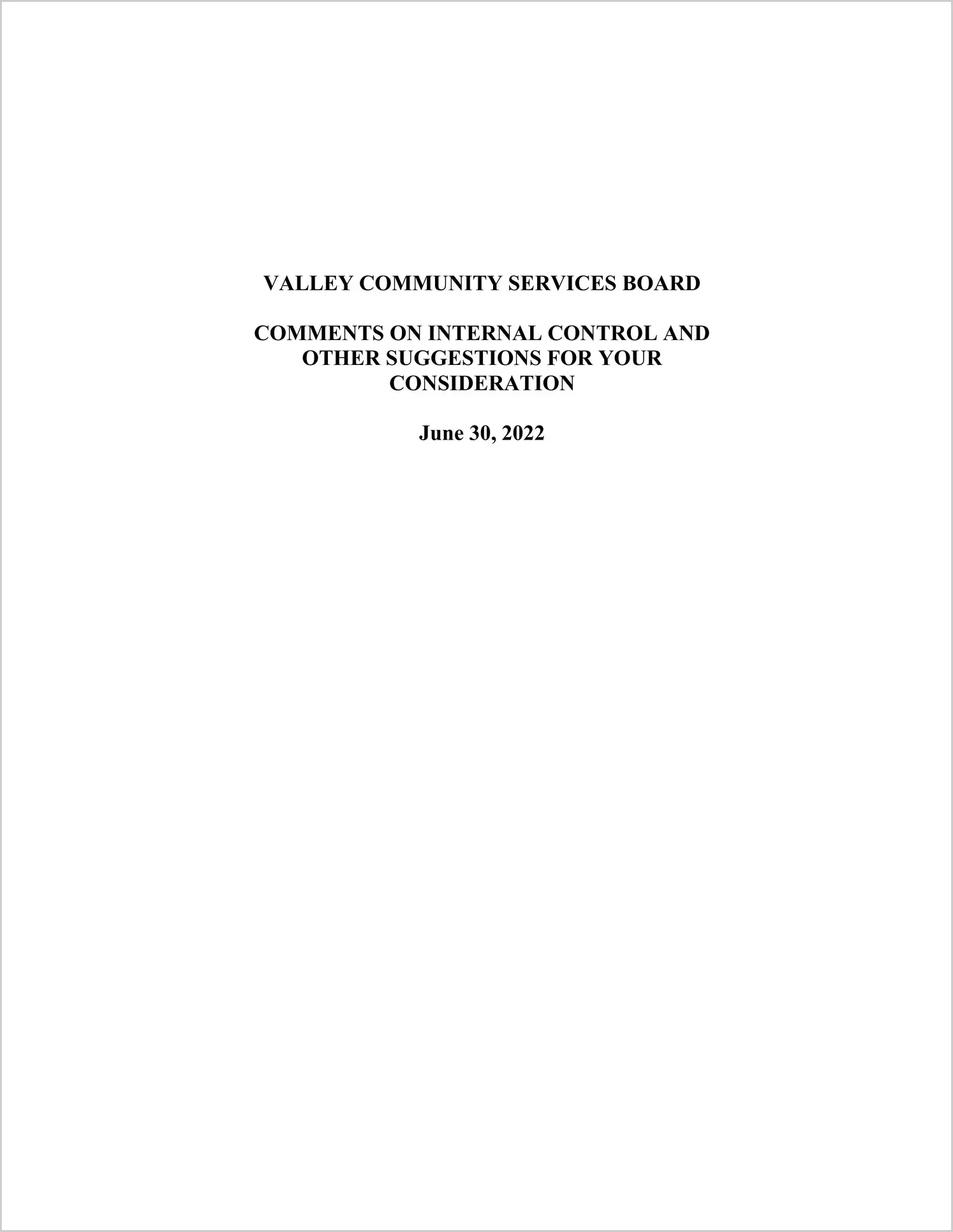 preview of 2022 ABC/Other Management Letter for Valley Community Services Board