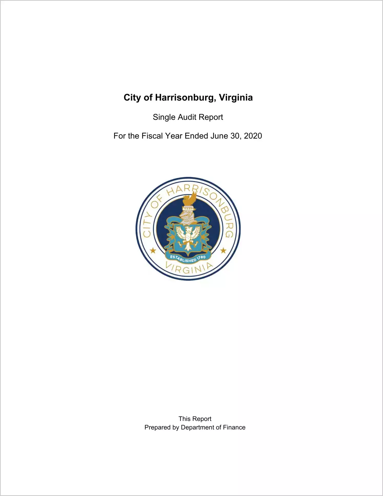 2020 Internal Control and Compliance Report for City of Harrisonburg