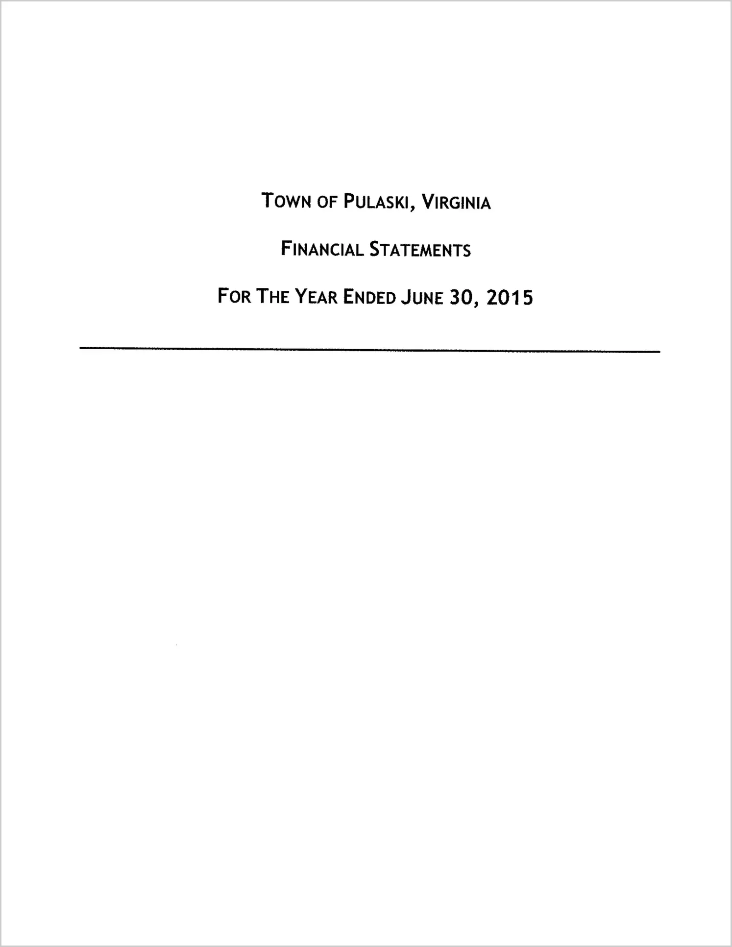 2015 Annual Financial Report for Town of Pulaski