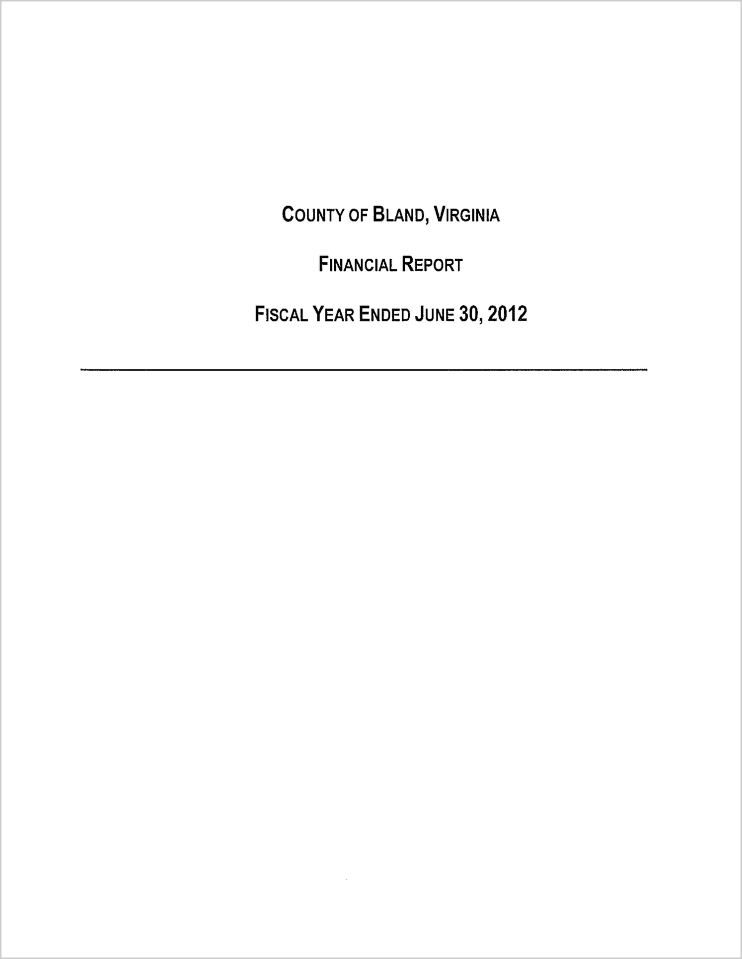 2012 Annual Financial Report for County of Bland