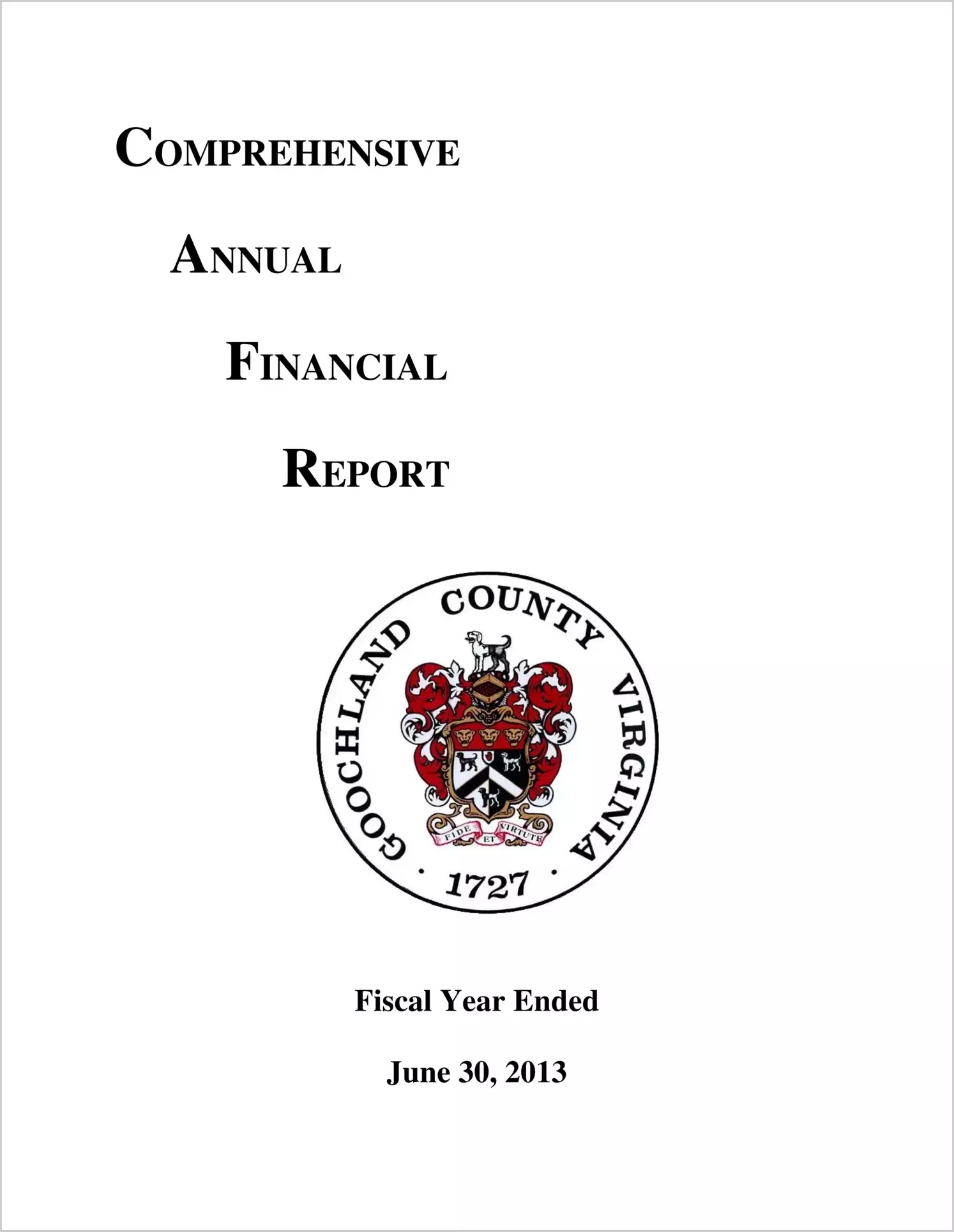 2013 Annual Financial Report for County of Goochland
