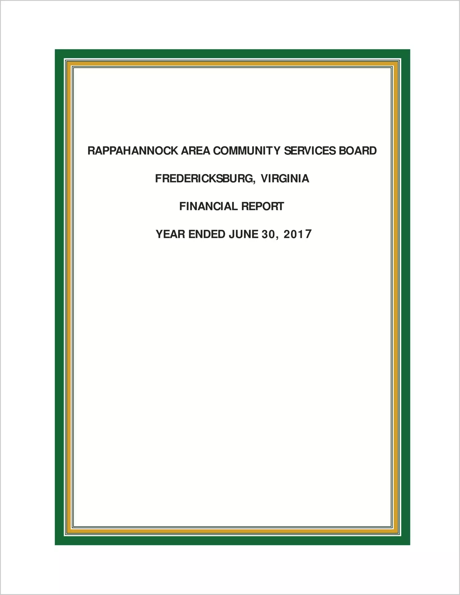 2017 ABC/Other Annual Financial Report  for Rappahannock Area Community Services Board