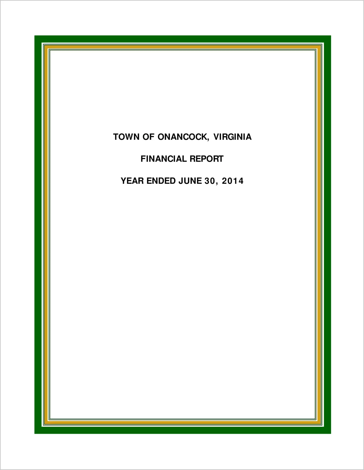 2014 Annual Financial Report for Town of Onancock