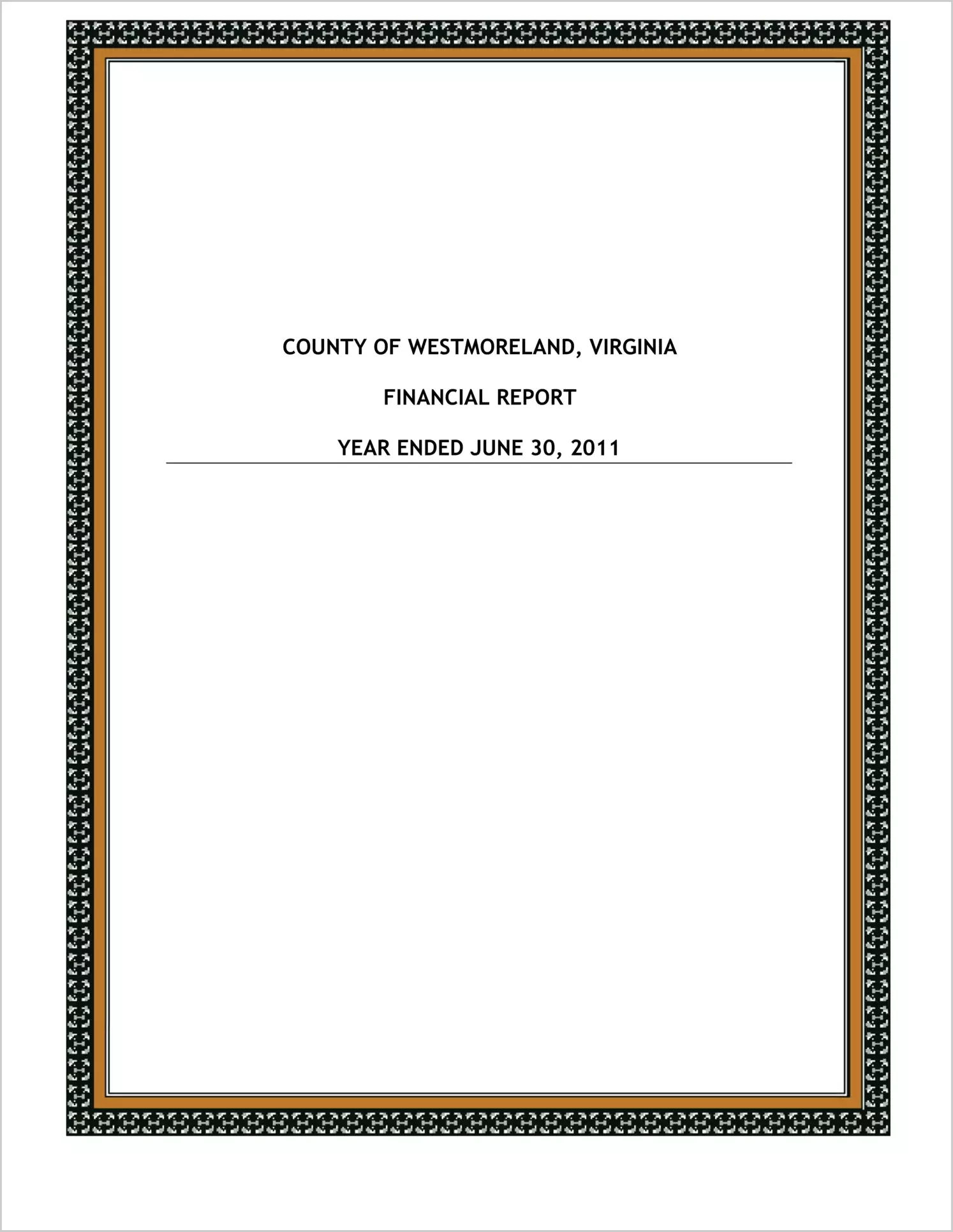 2011 Annual Financial Report for County of Westmoreland