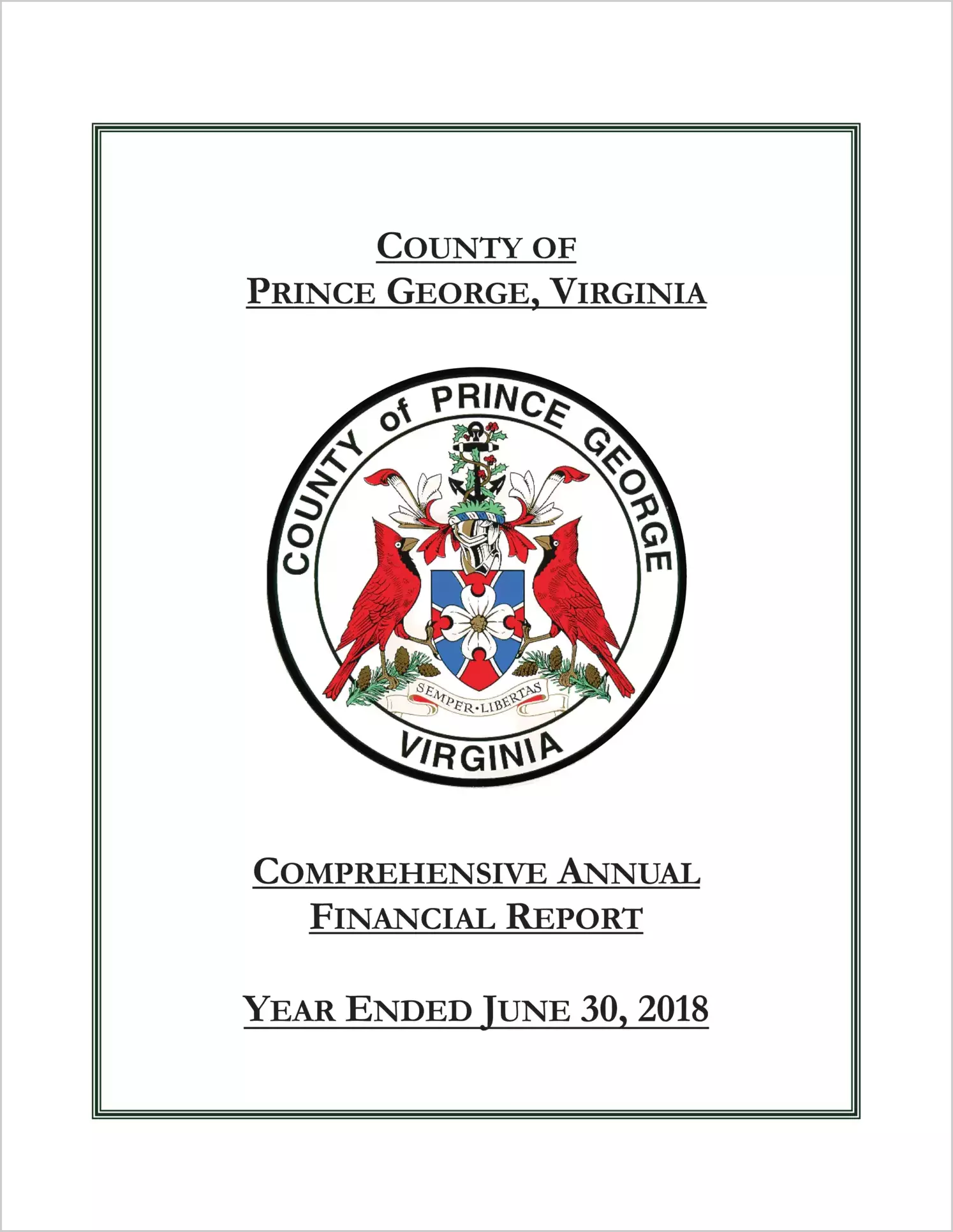 2018 Annual Financial Report for County of Prince George