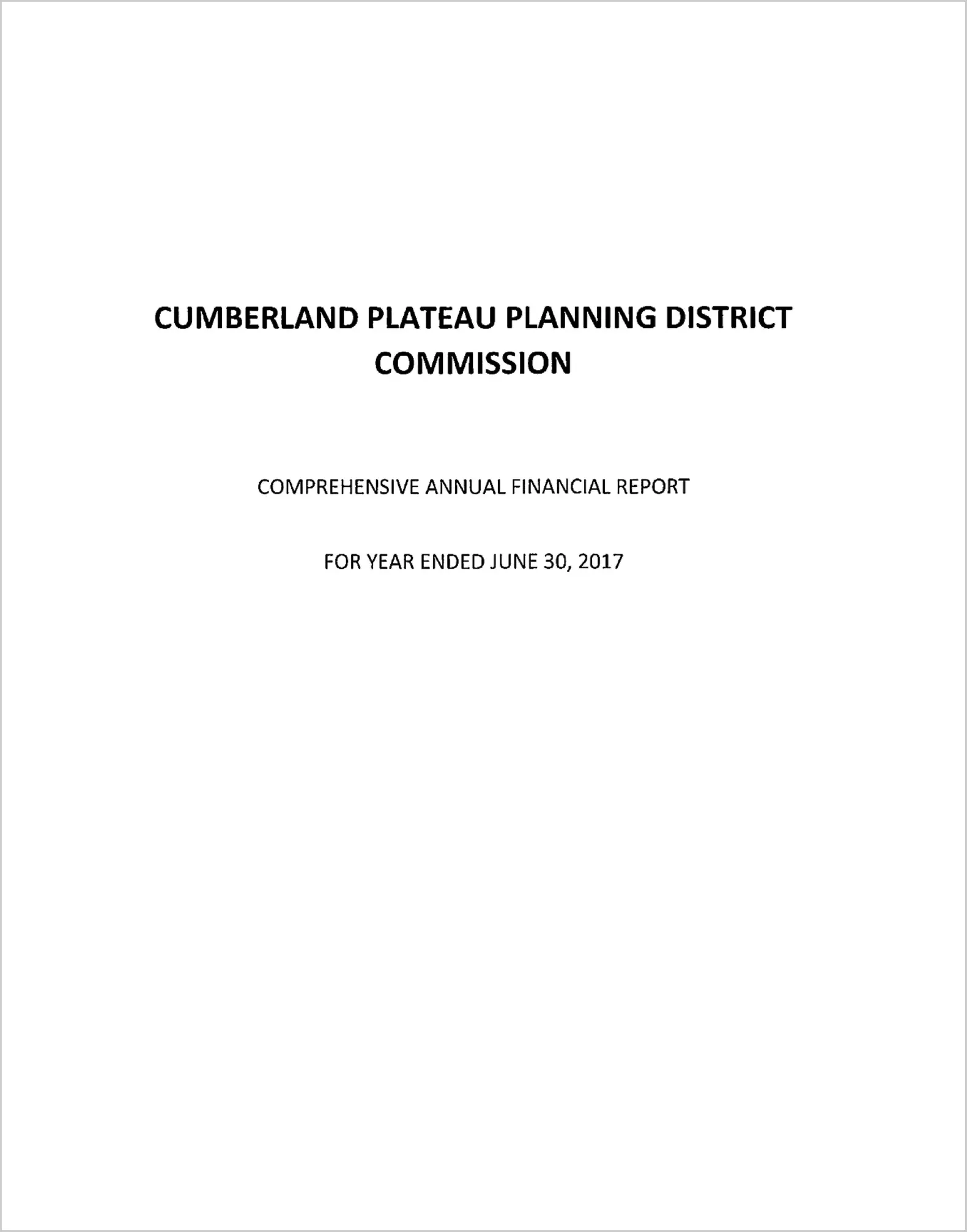 2017 ABC/Other Annual Financial Report  for Cumberland Plateau Planning District Commission