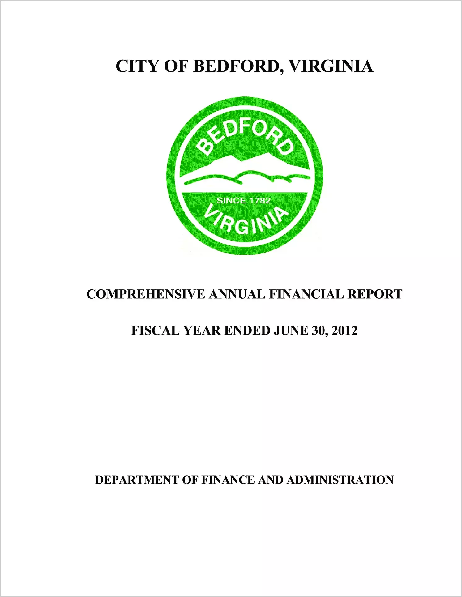 2012 Annual Financial Report for City of Bedford