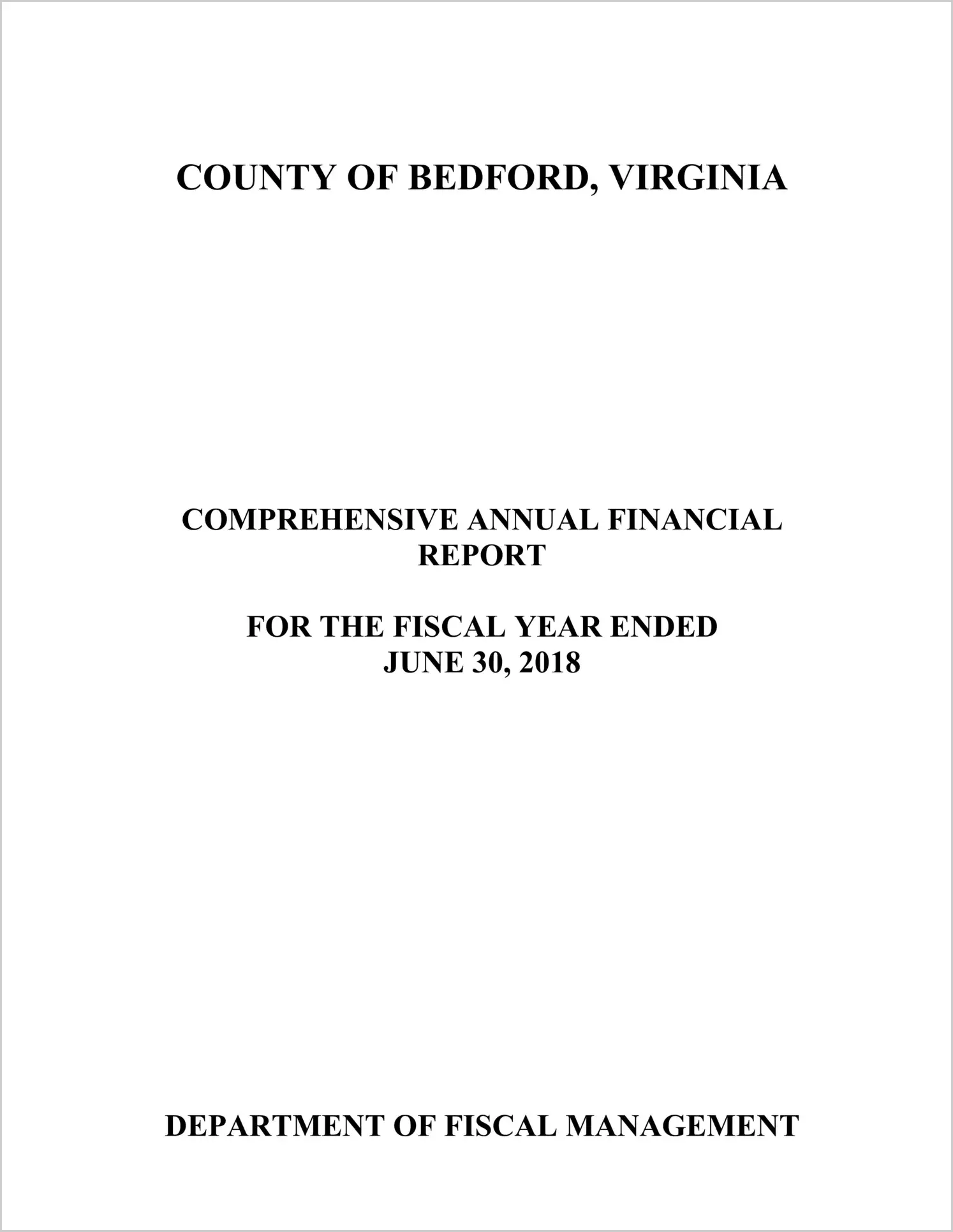 2018 Annual Financial Report for County of Bedford