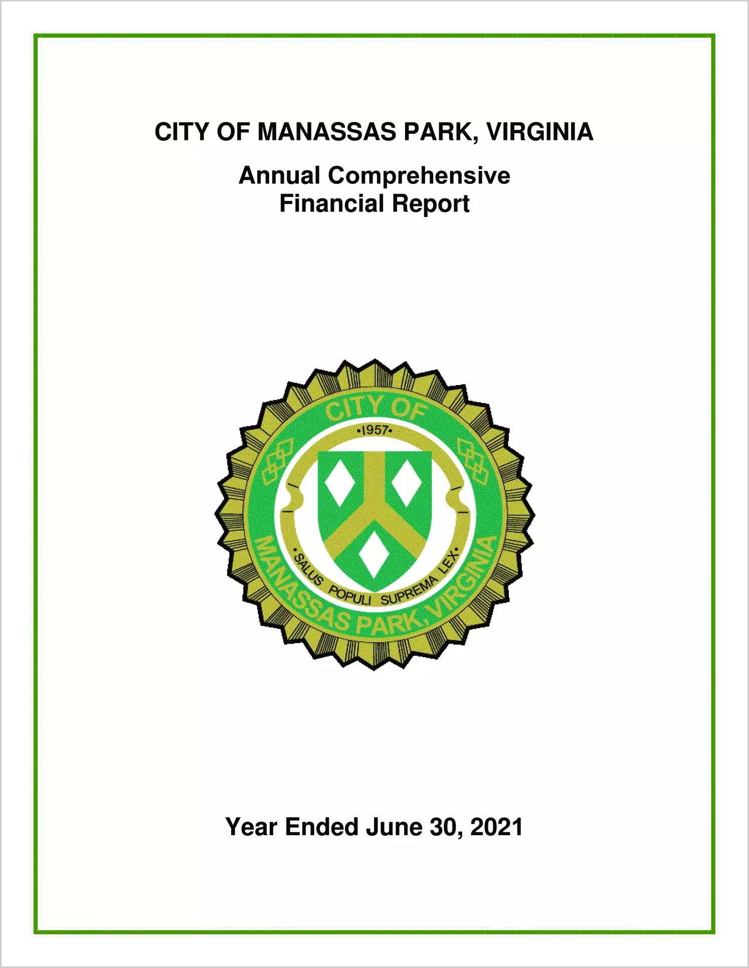 2021 Annual Financial Report for City of Manassas Park