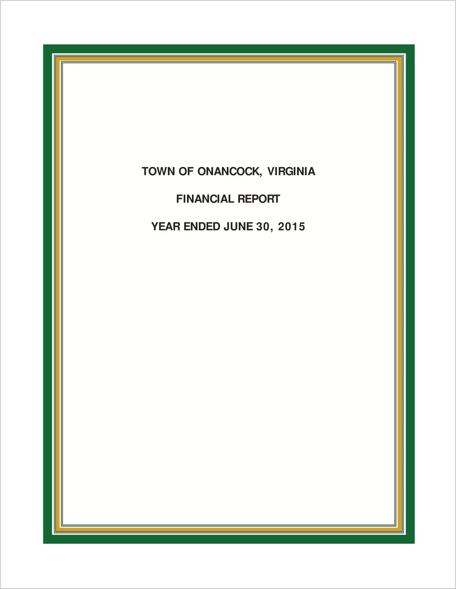 2015 Annual Financial Report for Town of Onancock