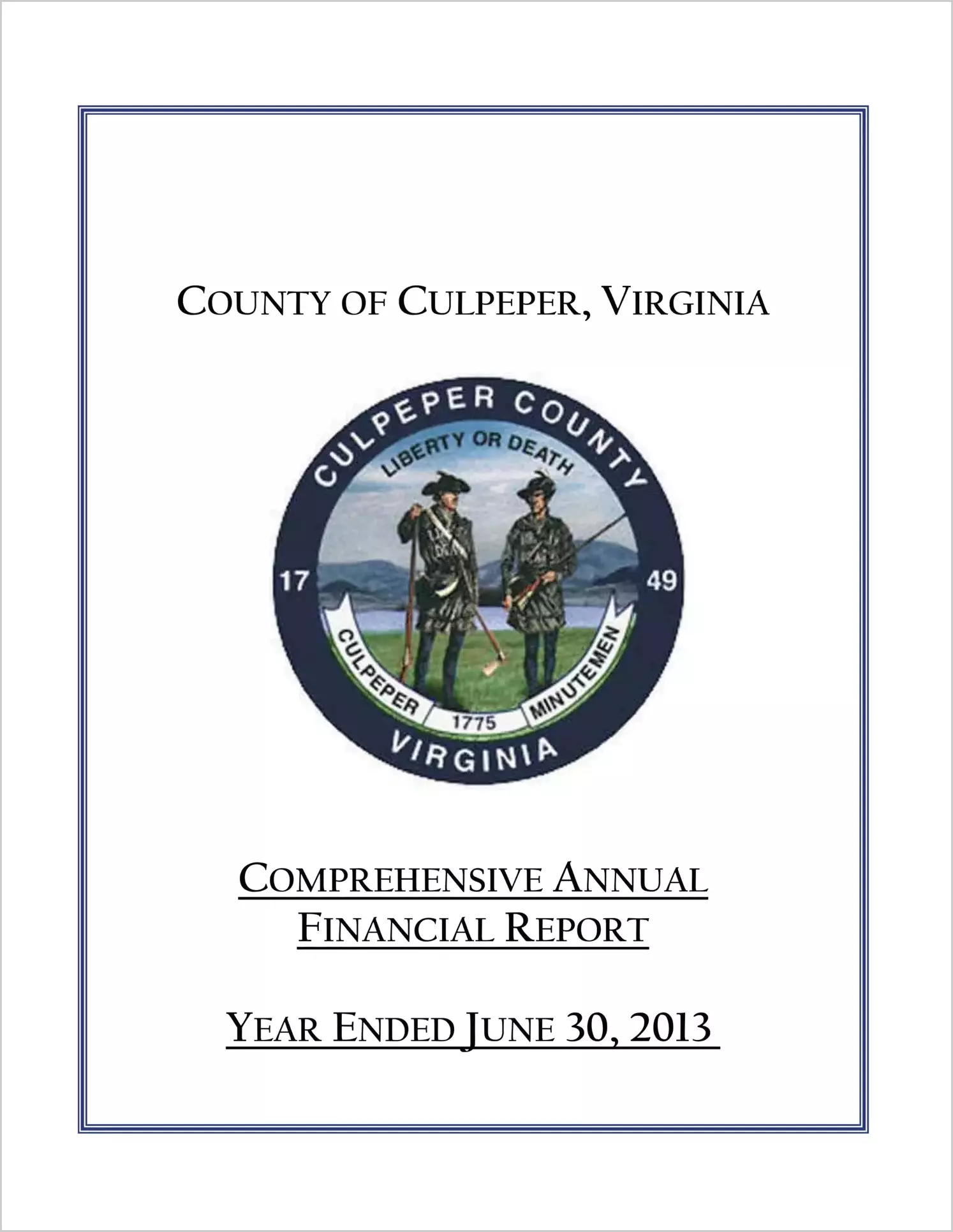 2013 Annual Financial Report for County of Culpeper
