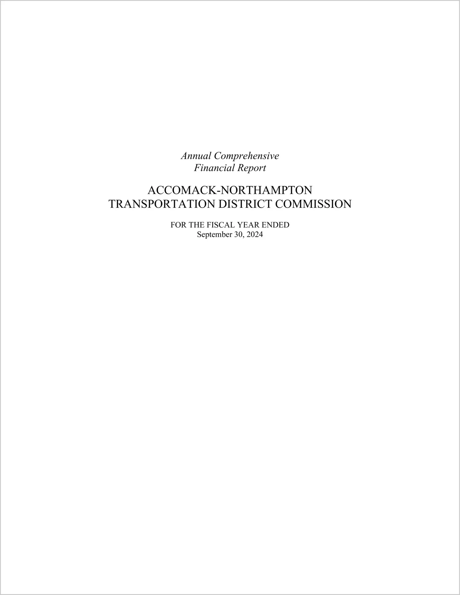 2024 ABC/Other Annual Financial Report for Accomack Northampton Transportation District Commission
