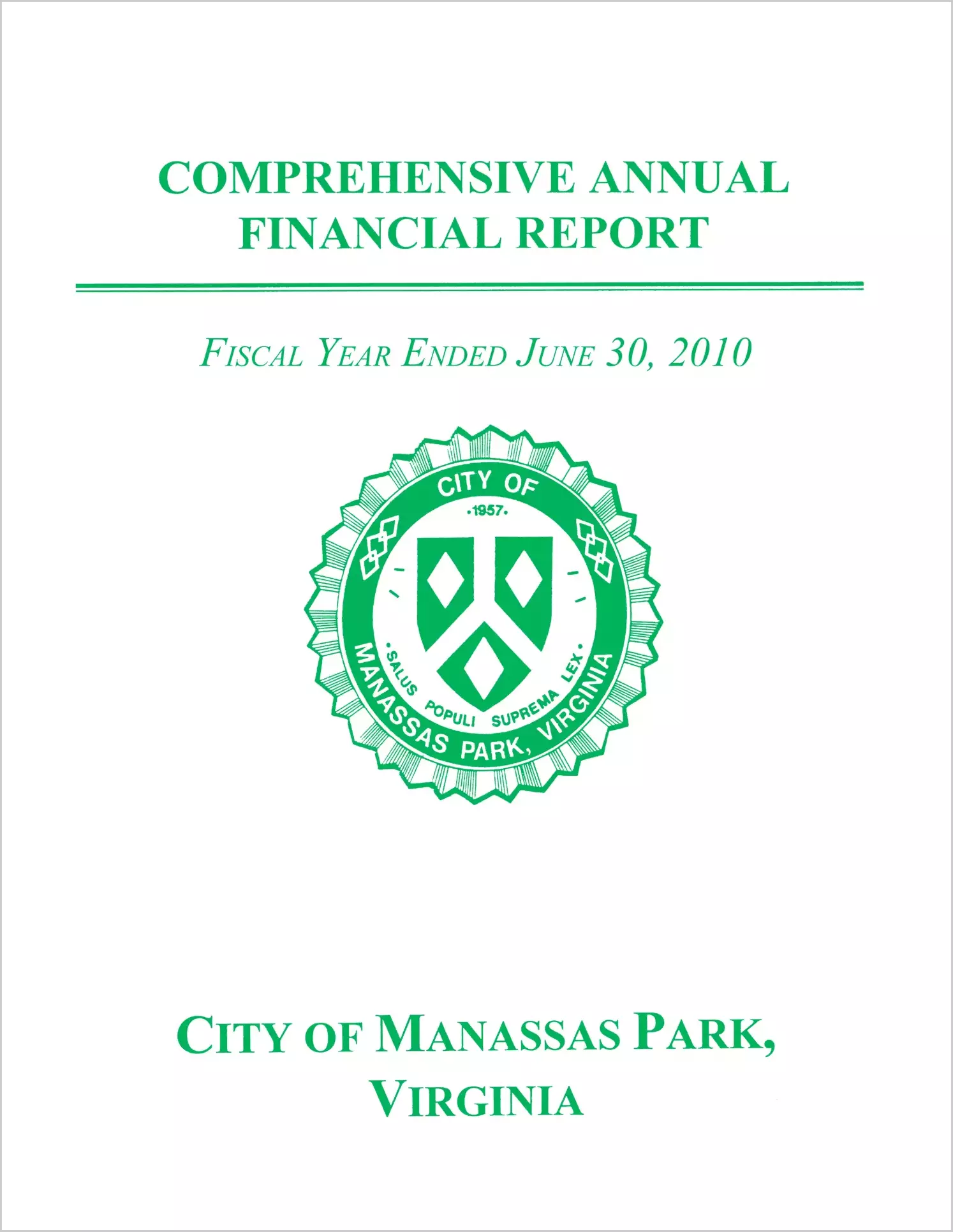 2010 Annual Financial Report for City of Manassas Park