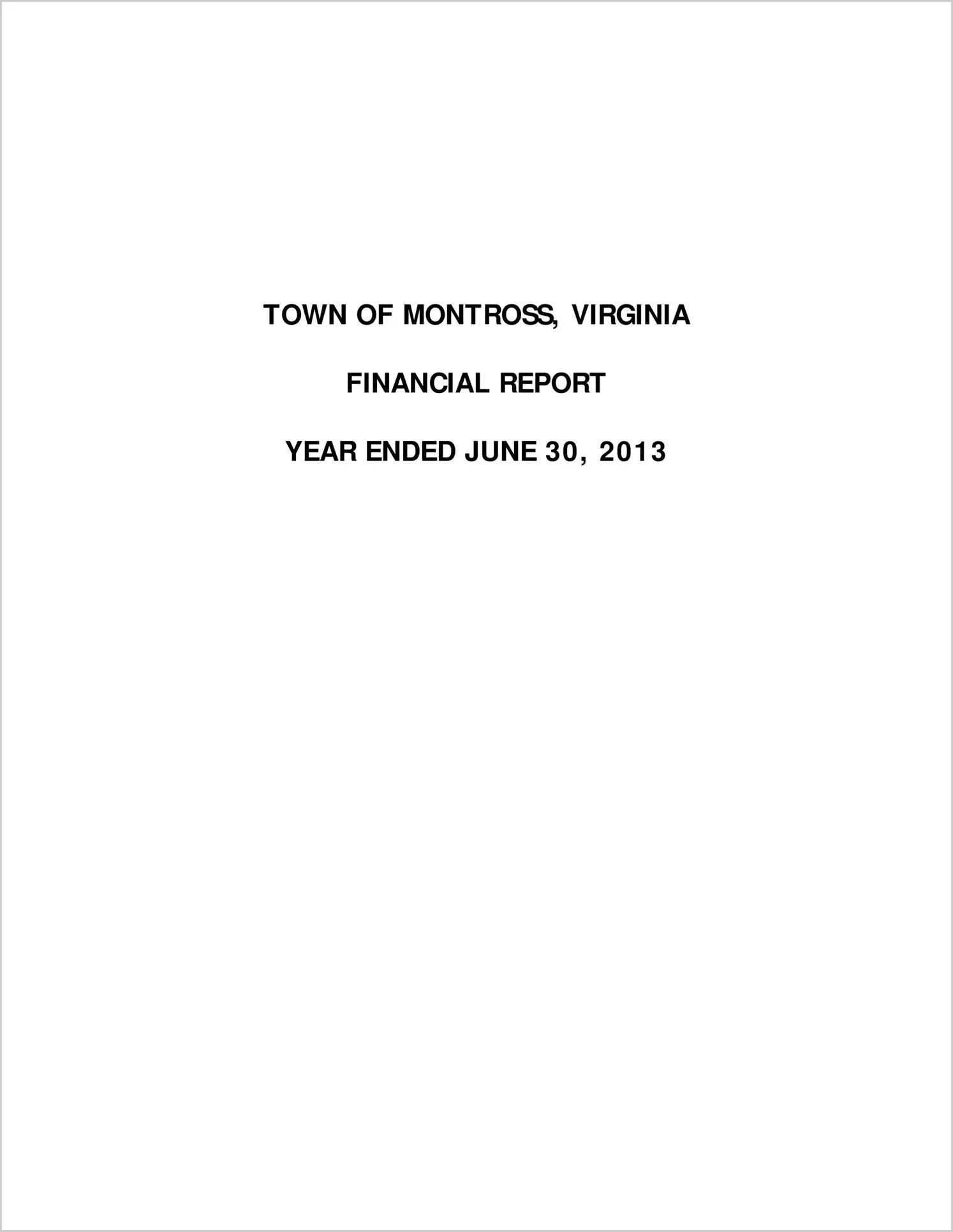 2013 Annual Financial Report for Town of Montross