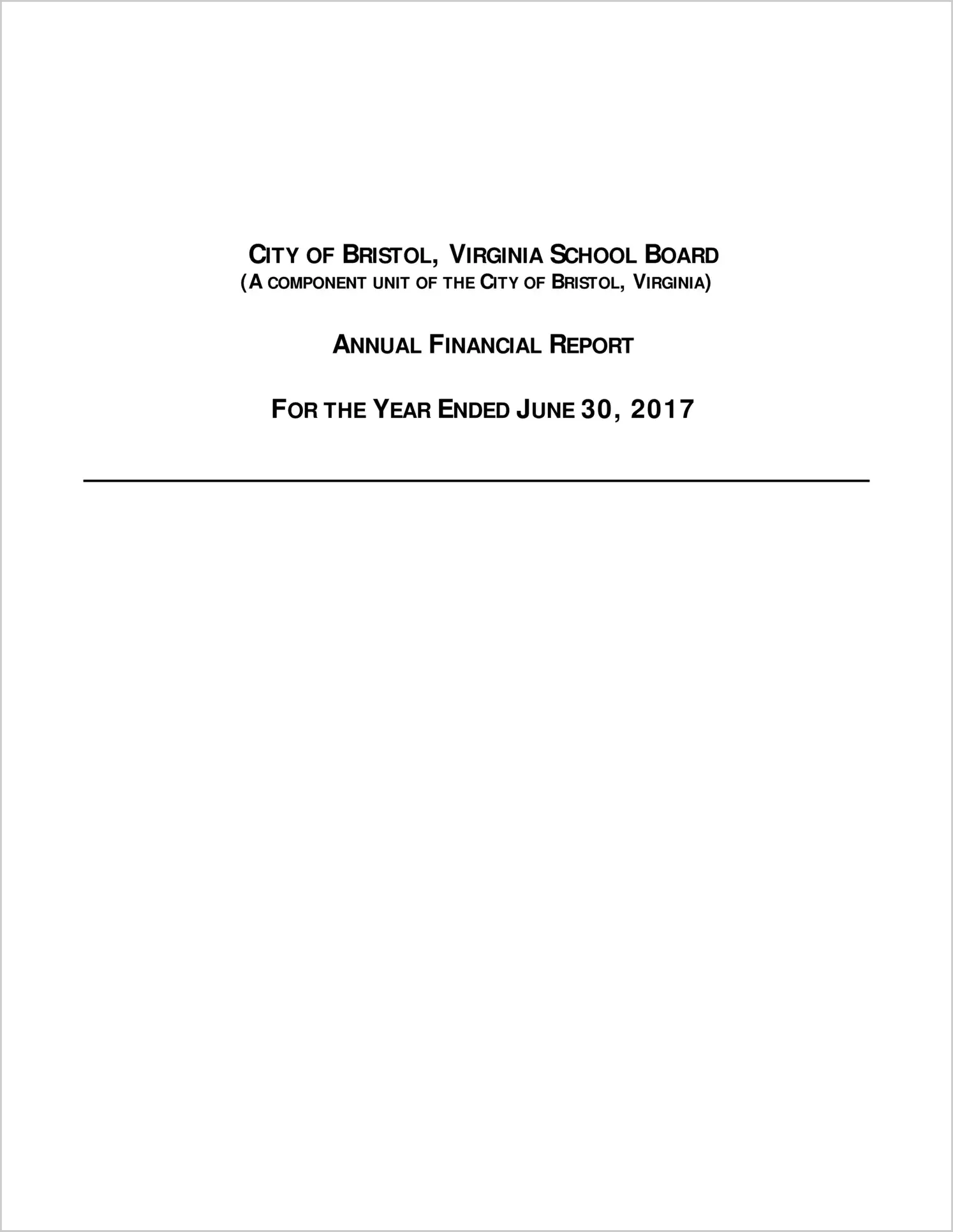 2017 Public Schools Annual Financial Report for City of Bristol