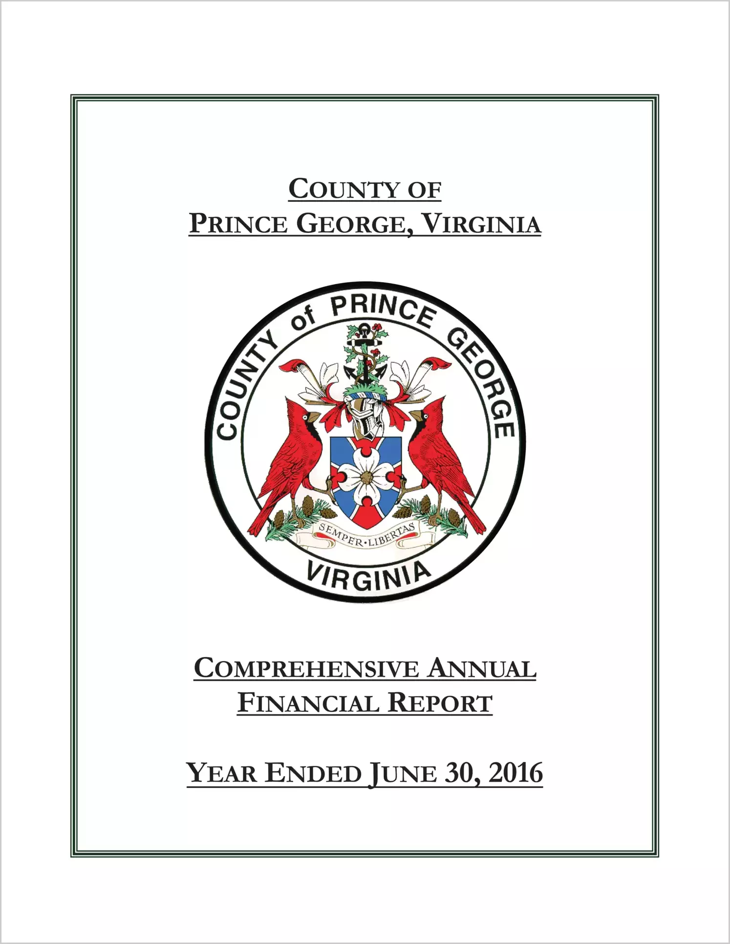 2016 Annual Financial Report for County of Prince George