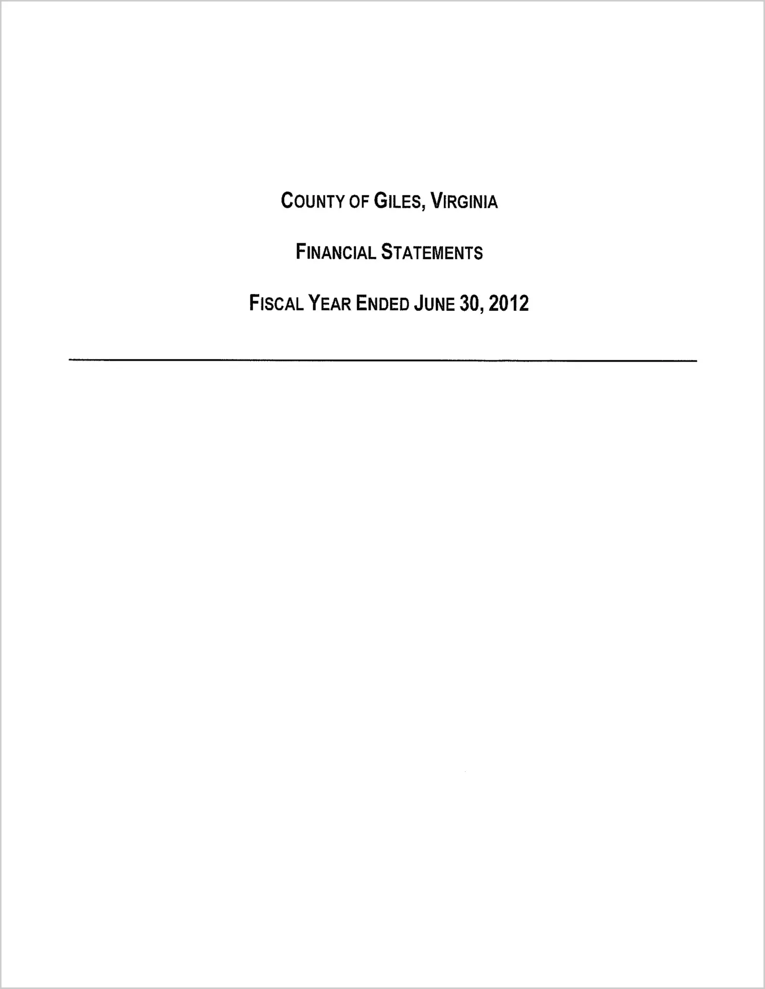 2012 Annual Financial Report for County of Giles
