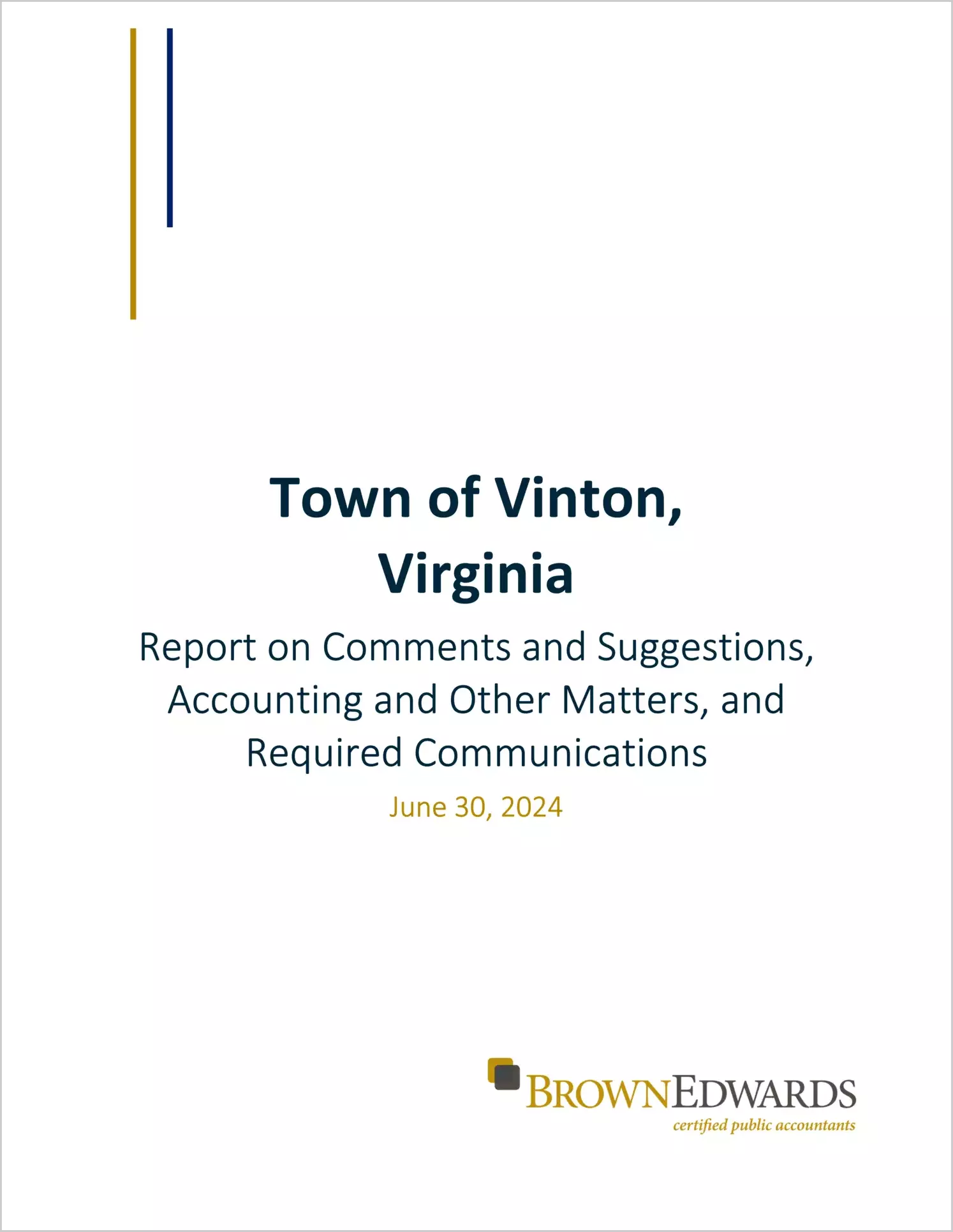 preview of 2024 Management Letter for Town of Vinton