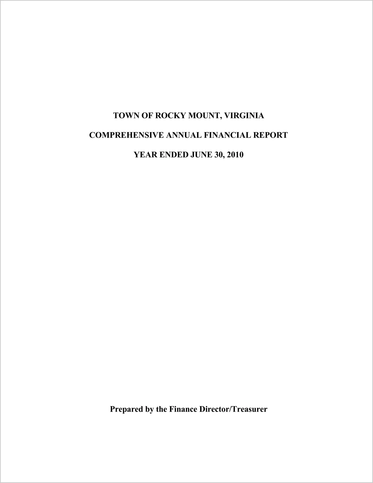 2010 Annual Financial Report for Town of Rocky Mount