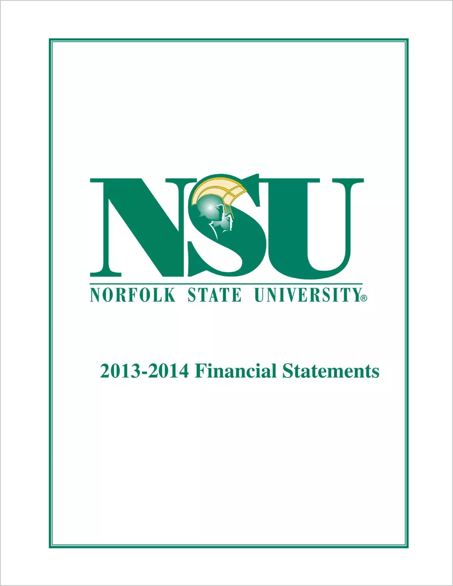 Norfolk State University Financial Statement Report for the year ended June 30, 2014